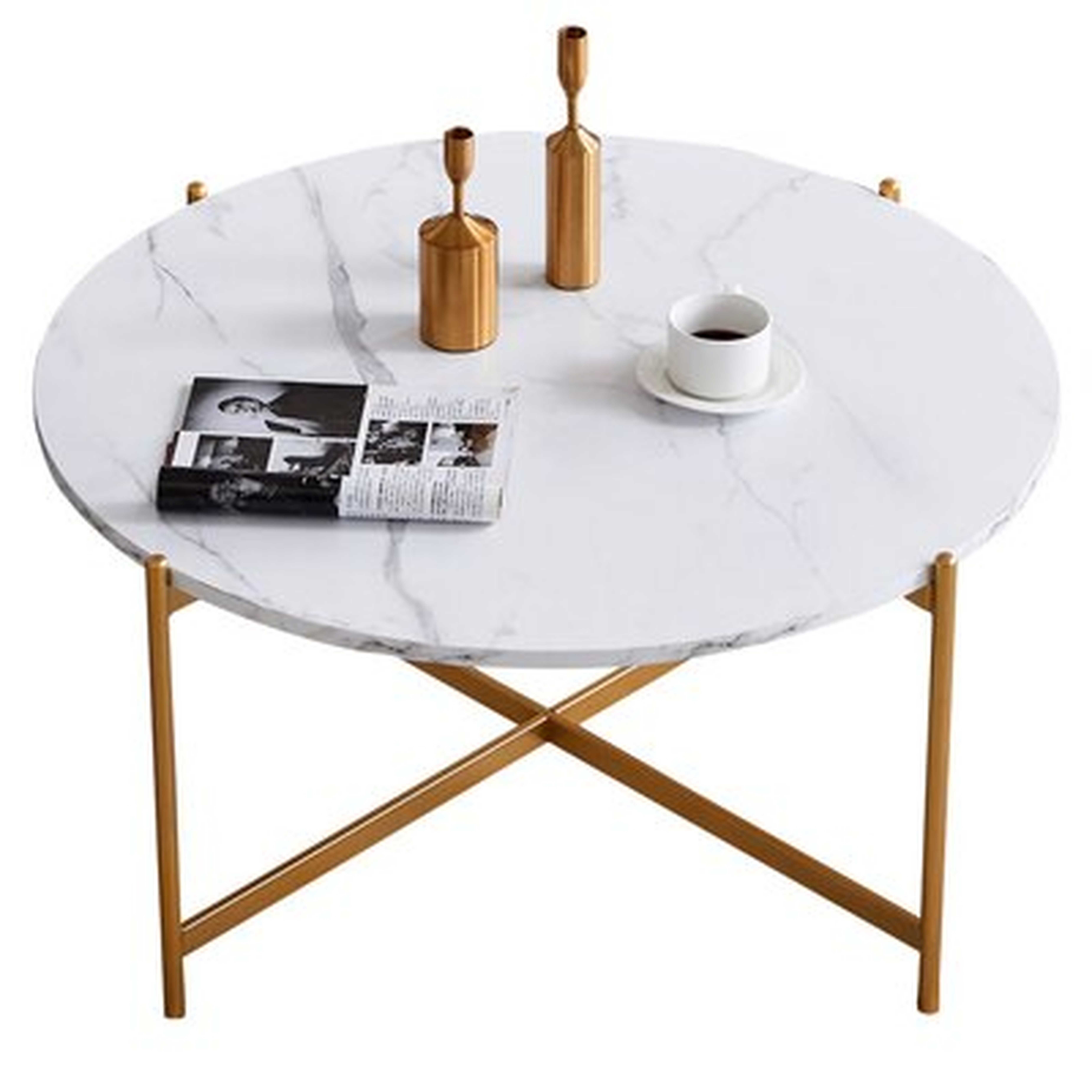 Modern Round Artificial Marble Veneer Coffee Table (White Marble) - Wayfair