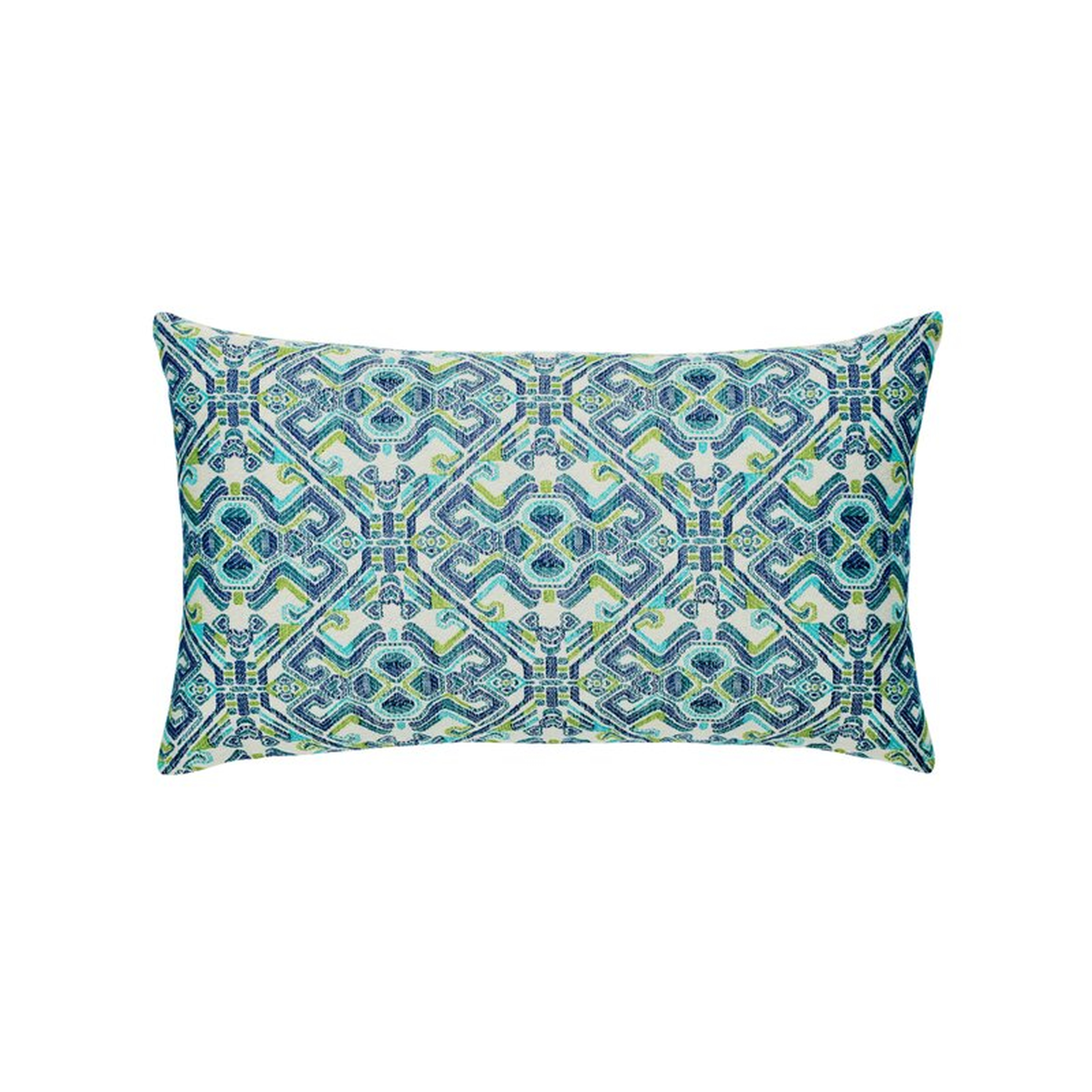 Elaine Smith Delphi Sunbrella Indoor/Outdoor Geometric Lumbar Pillow Color: Blue - Perigold