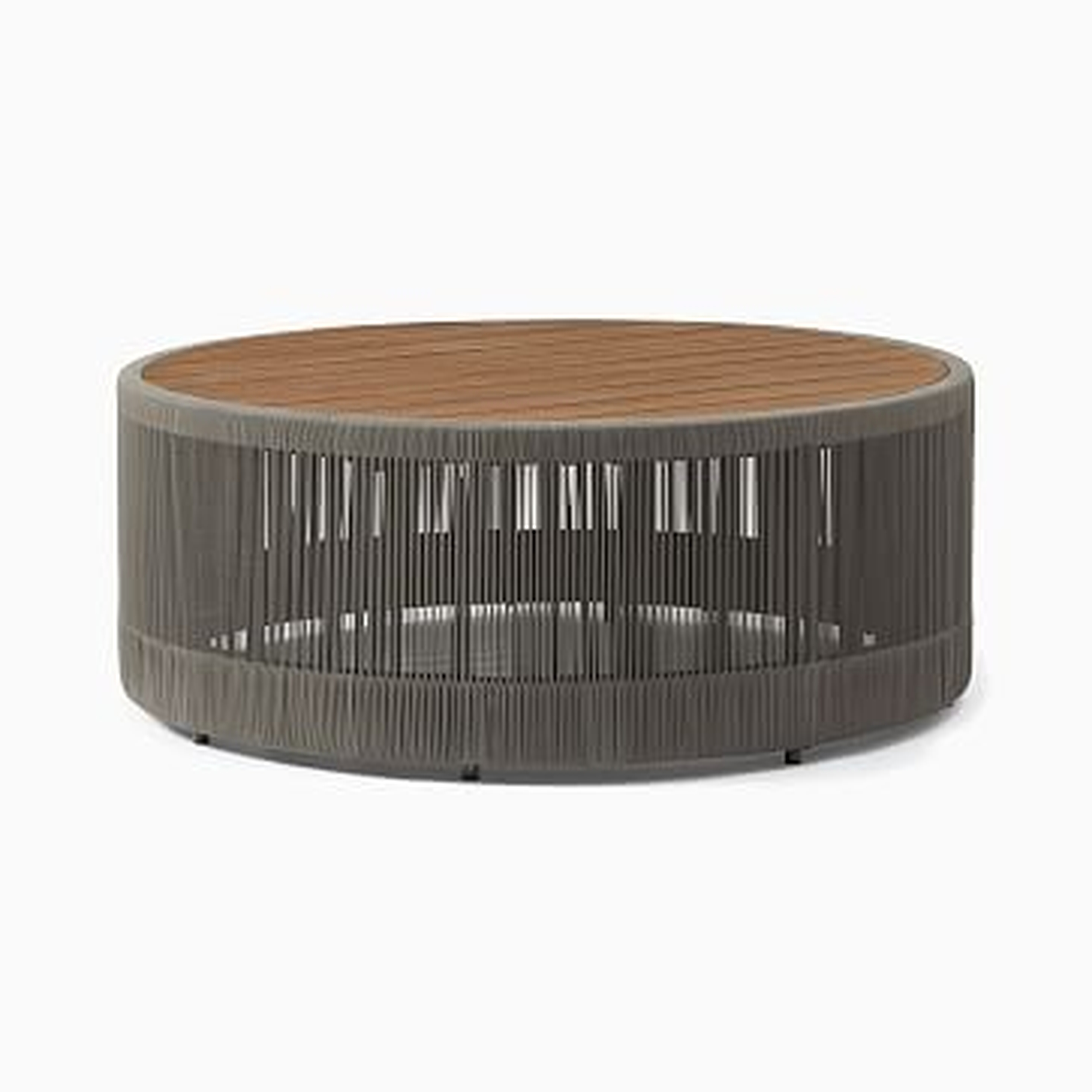 Porto Outdoor 44 in Round Coffee Table, Driftwood - West Elm