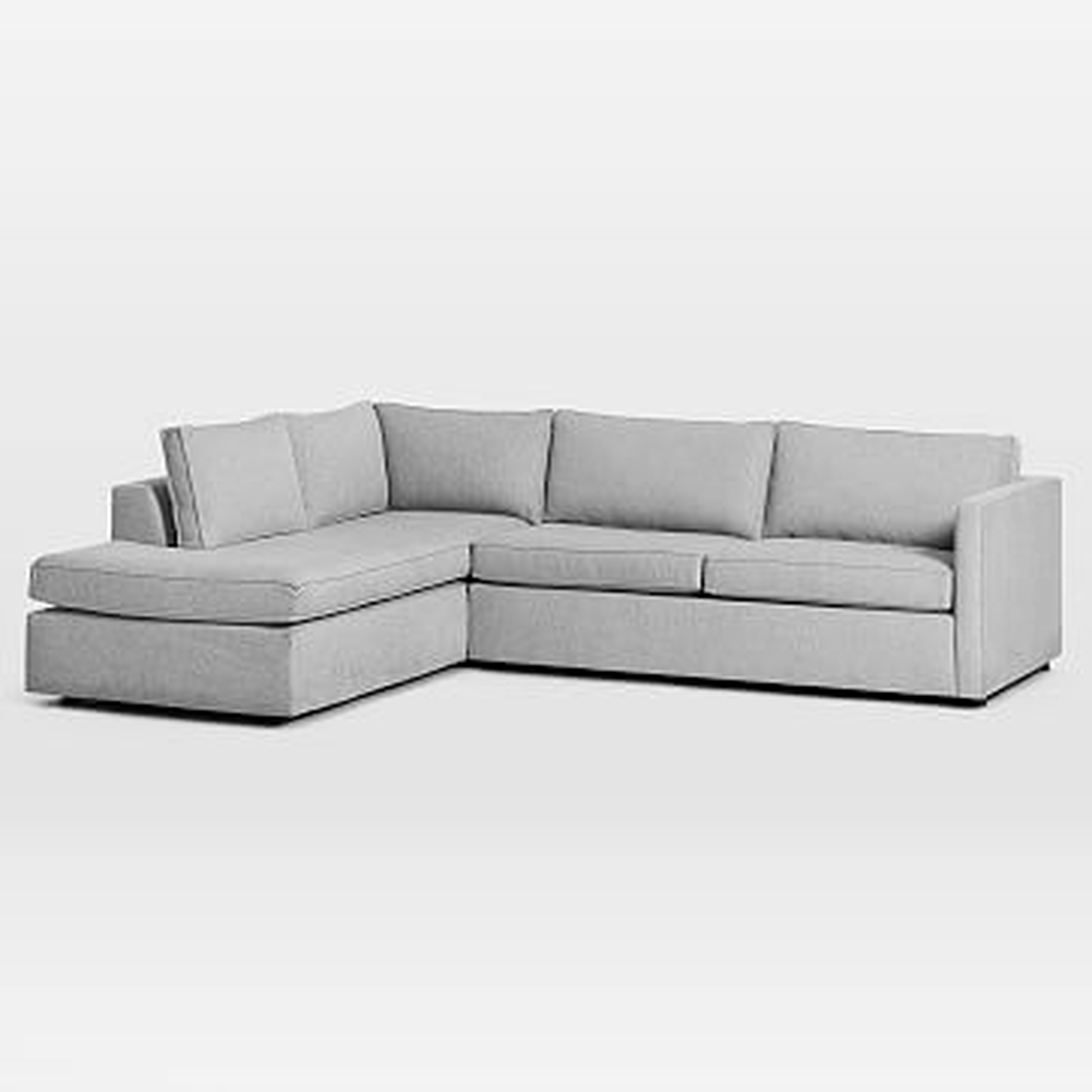 Harris Sectional Set 12: RA 75" Sofa, LA Terminal Chaise, Poly , Chenille Tweed, Storm Gray, Concealed Supports - West Elm