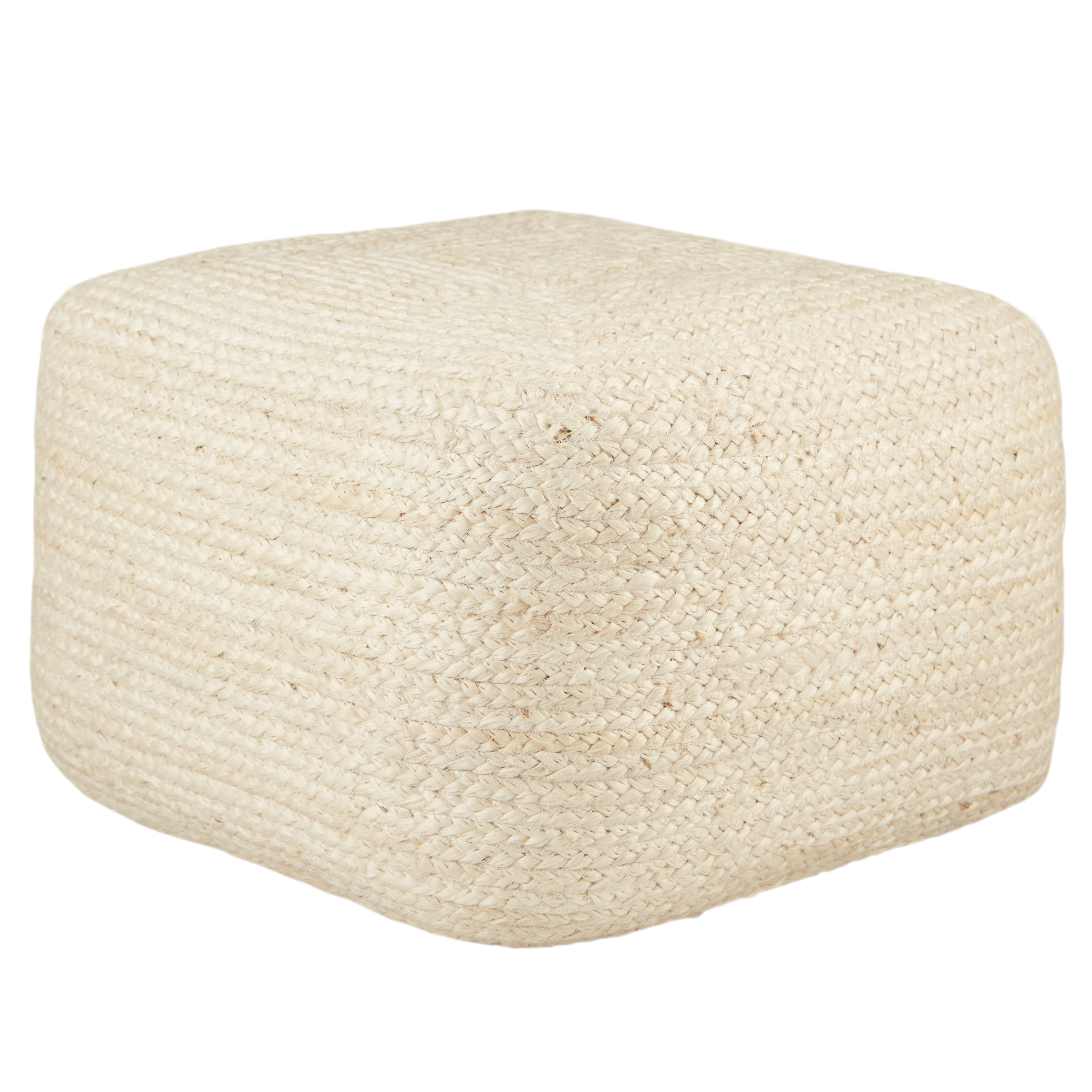 Sangam Solid Ivory Cuboid Pouf - Collective Weavers