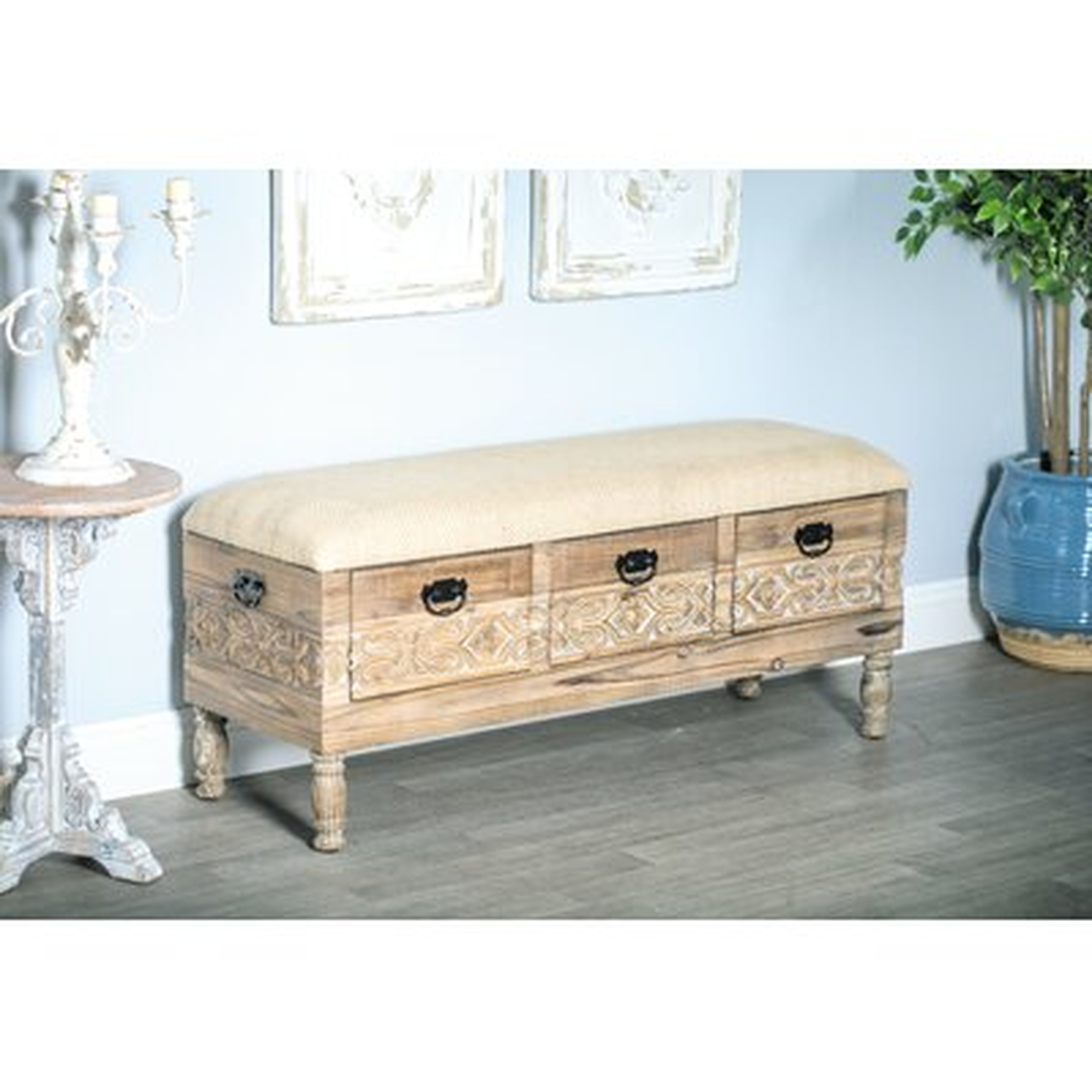 Gorgias Rustic Solid Wood 3-Drawer Storage Bench - Wayfair