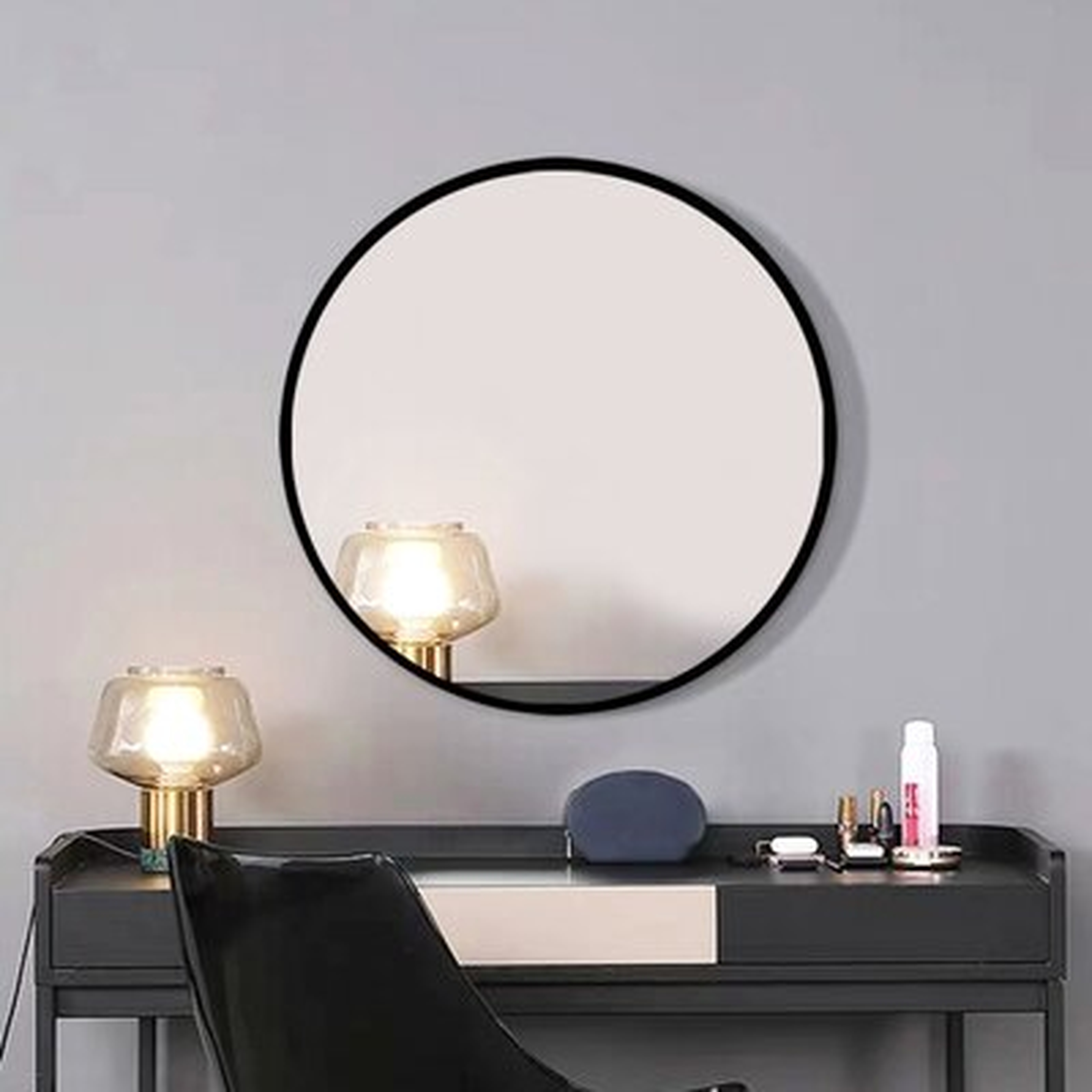 28" Round Mirror For Wall Decor Big Bathroom Make Up Vanity Mirror Entryway Mirror - Wayfair