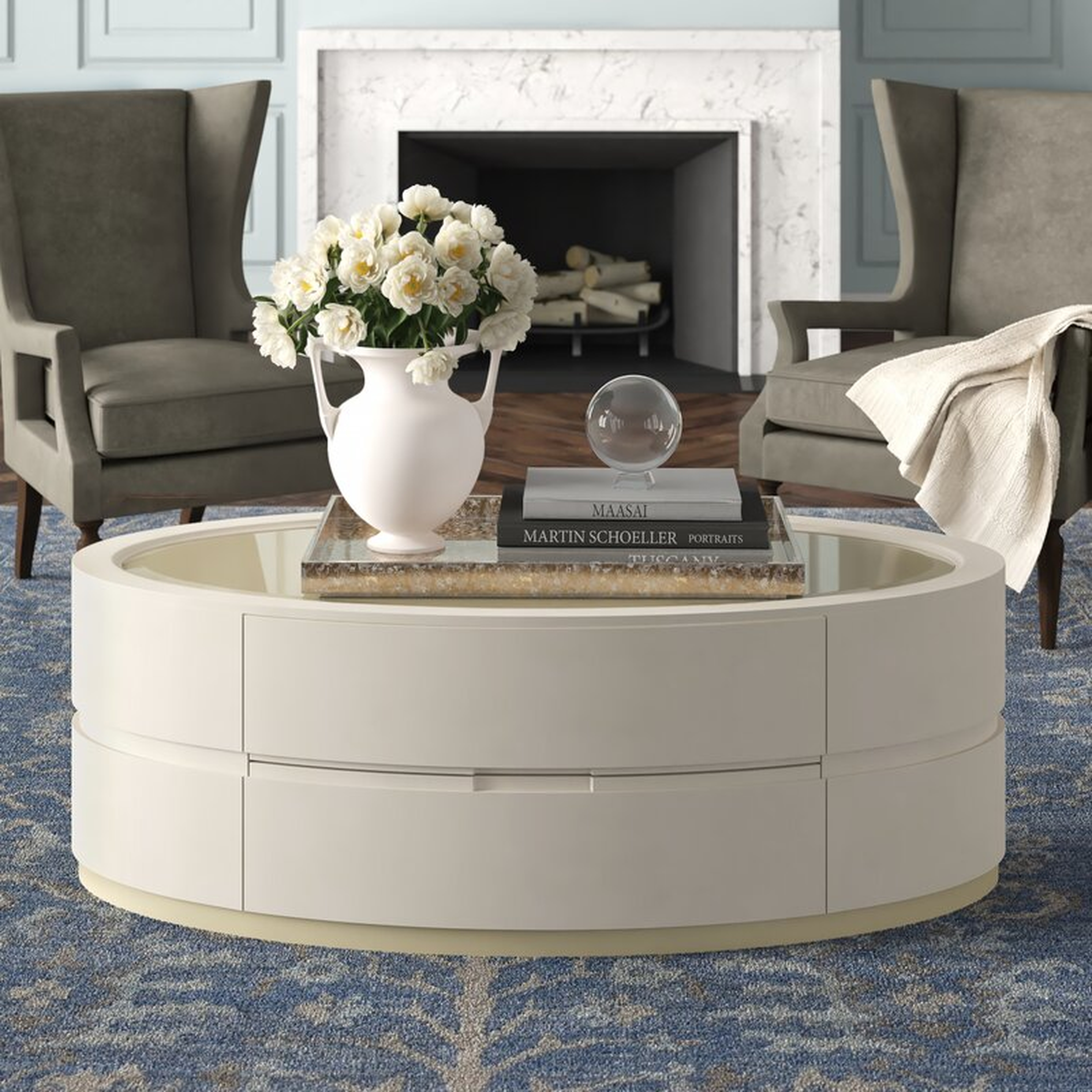 Caracole Compositions Adela Drum Coffee Table with Storage - Perigold