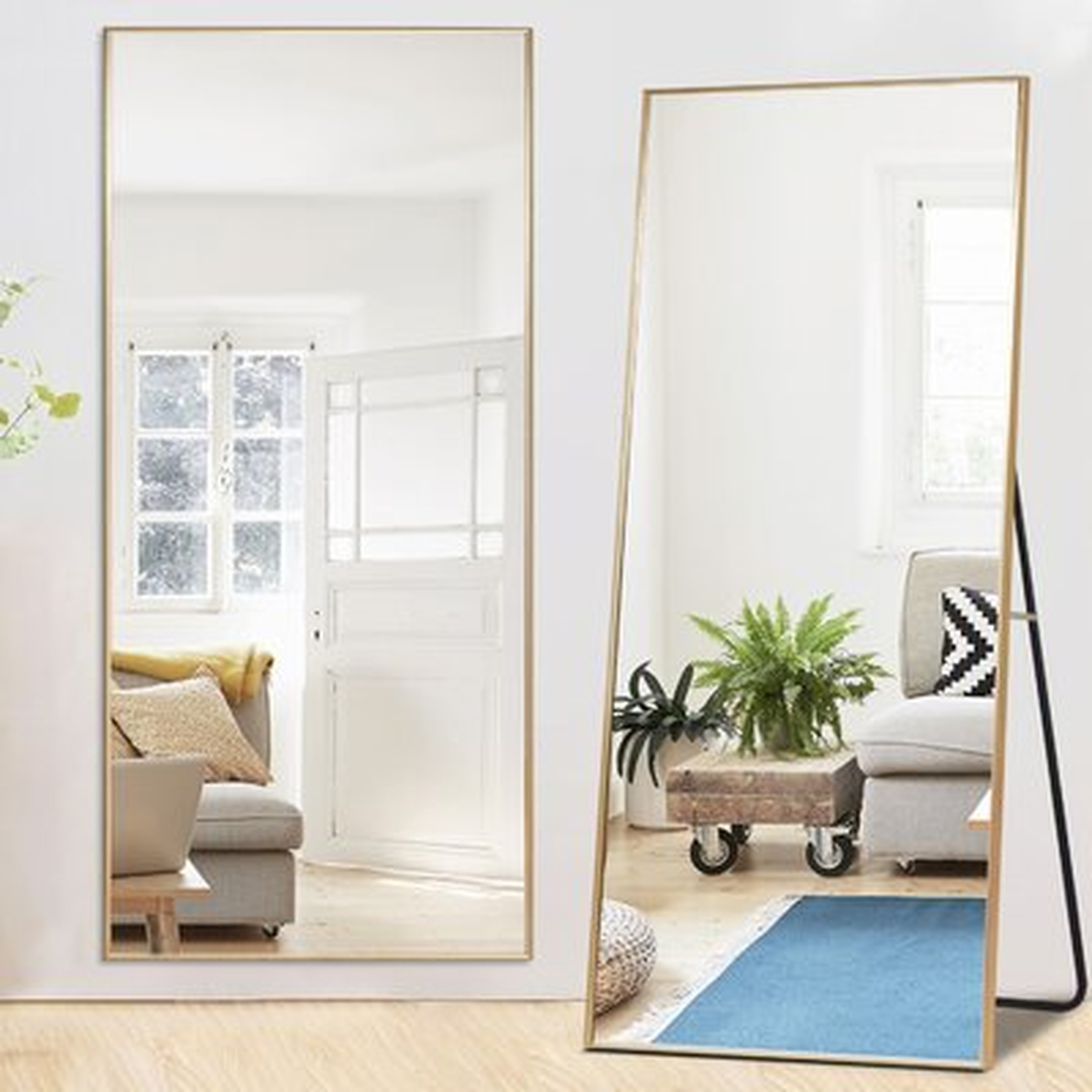 Floor Mirror Full Length Mirror Modern Industrial Oversized Wall Mirror Ultra-Thin Aluminum Alloy Frame Rectangle Decoration Dressing Mirror Standing Hanging Or Leaning - Wayfair