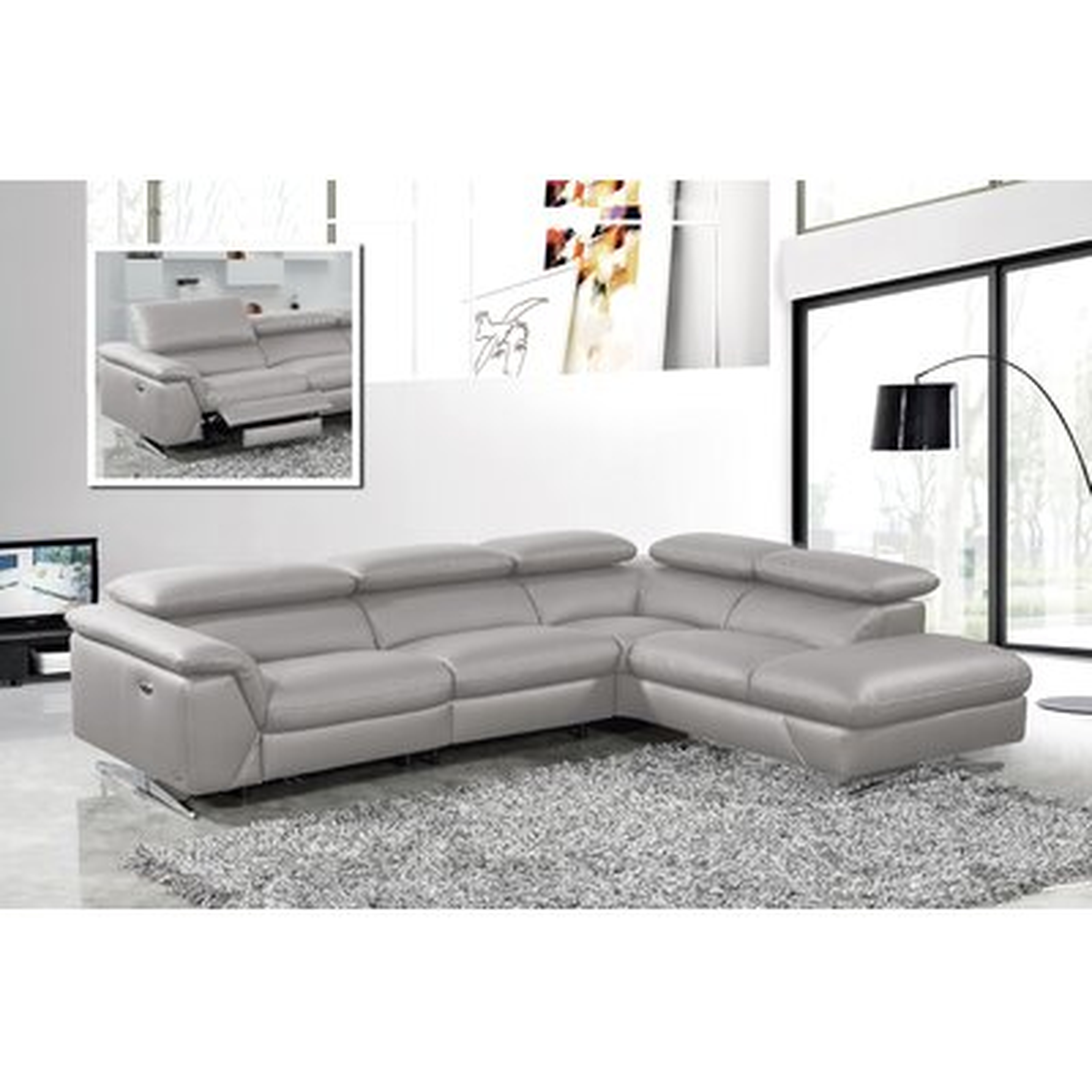 Zayyan 116" Wide Faux Leather Reclining Sofa & Chaise - Wayfair