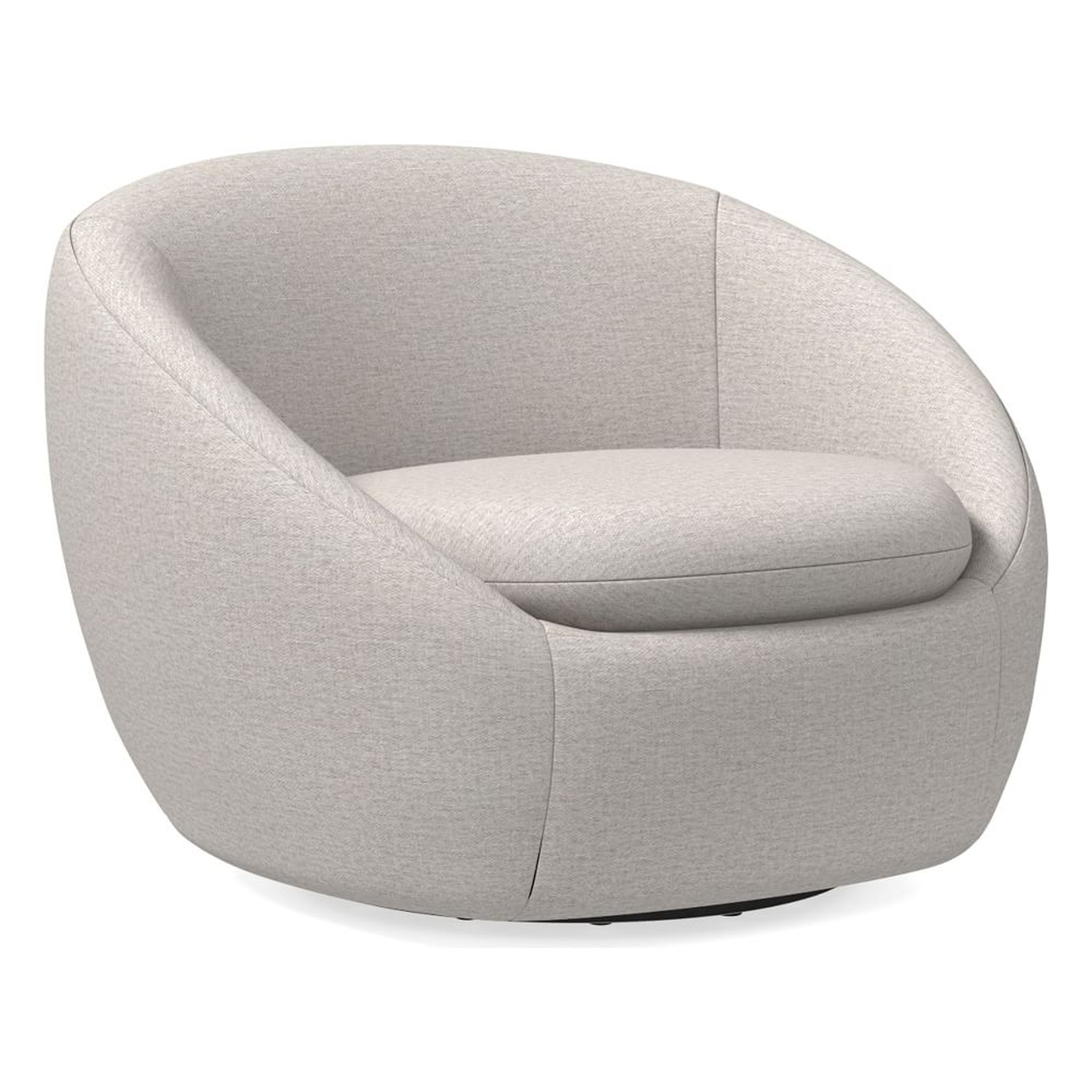 Cozy Swivel Chair, Poly, Twill, Sand, Concealed Supports - West Elm