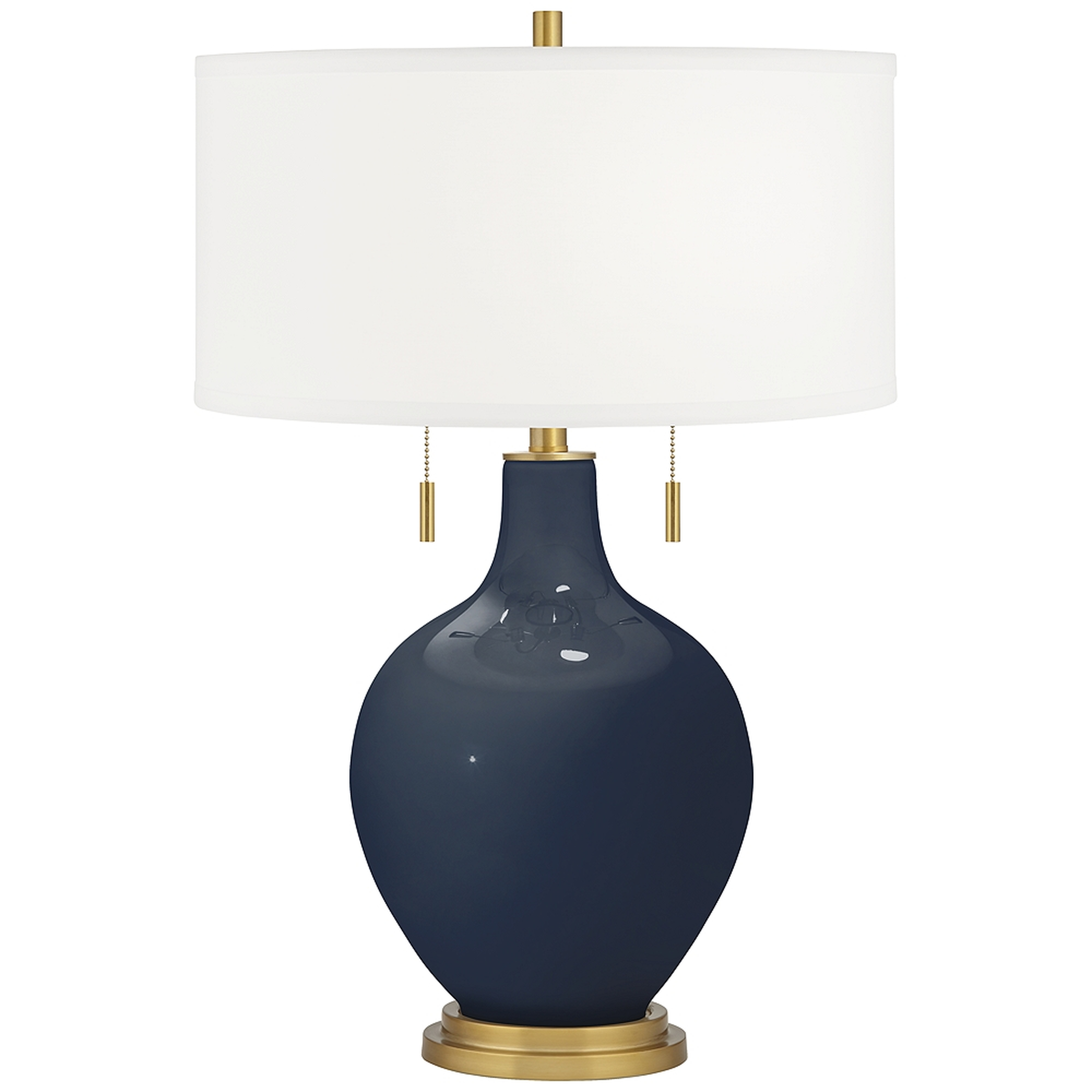 Color Plus Toby Brass 28" Naval Blue Glass Table Lamp - Lamps Plus