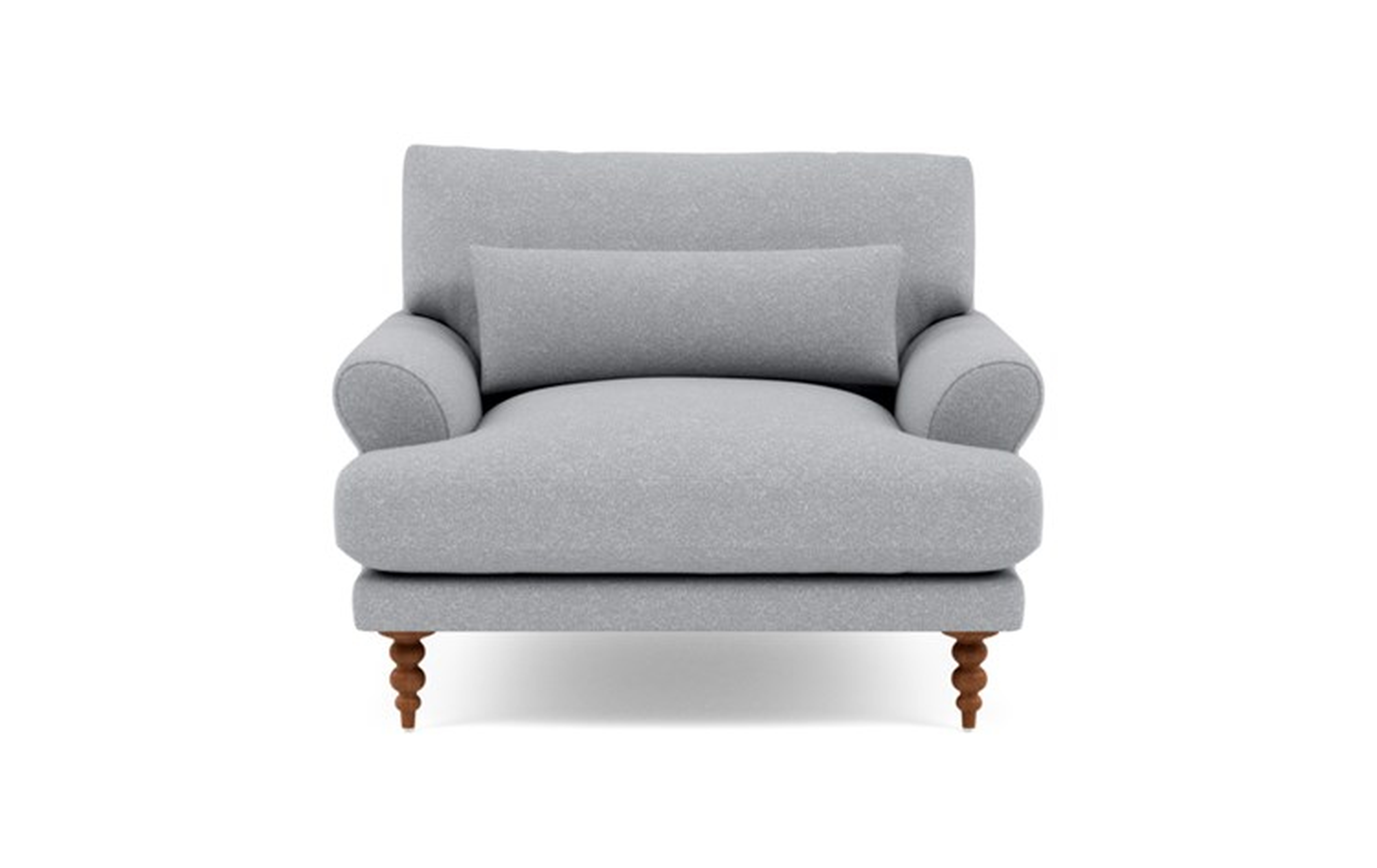 Maxwell Accent Chair with Grey Gris Fabric and Oiled Walnut legs - Interior Define