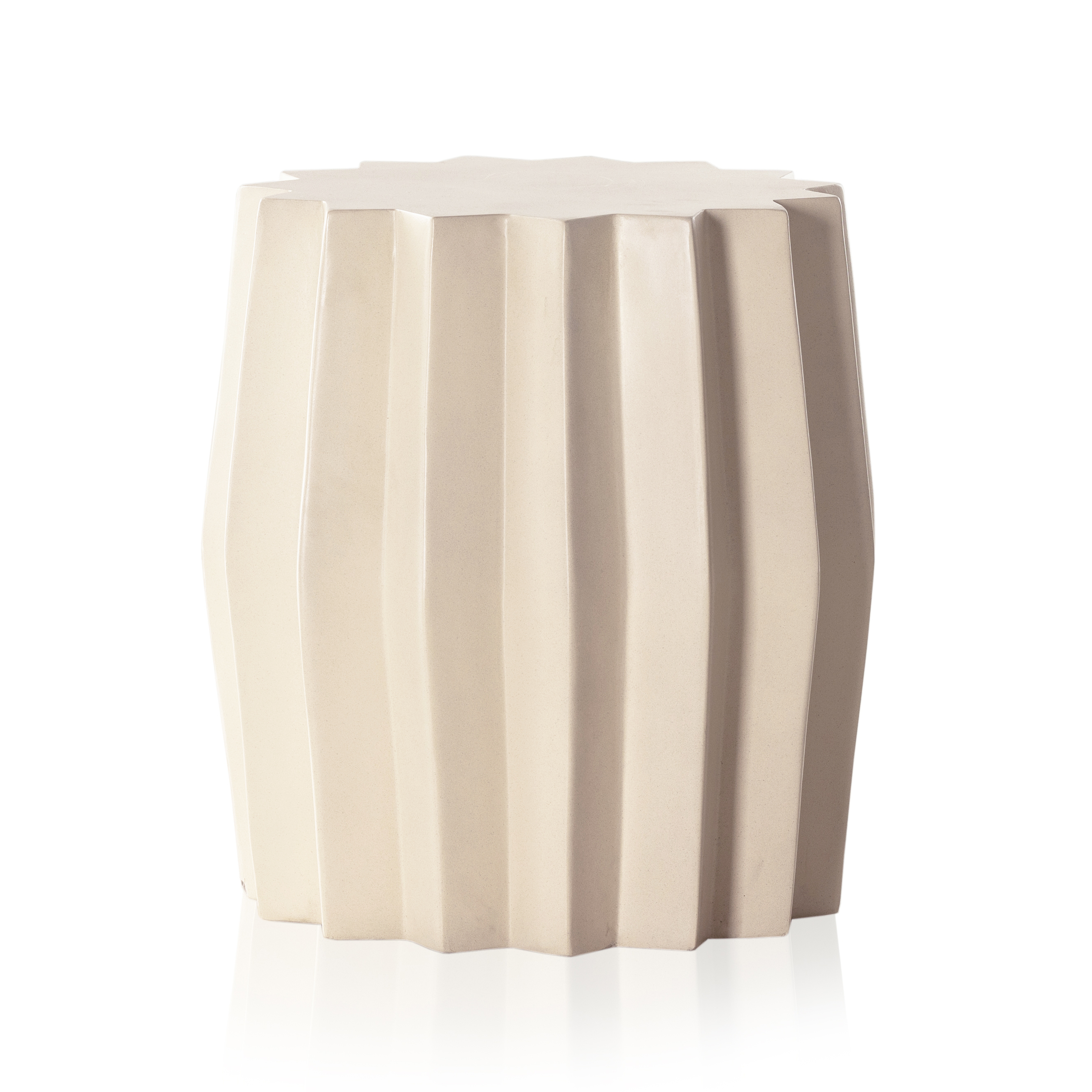 Gem Outdoor End Table-Parchment White - Four Hands