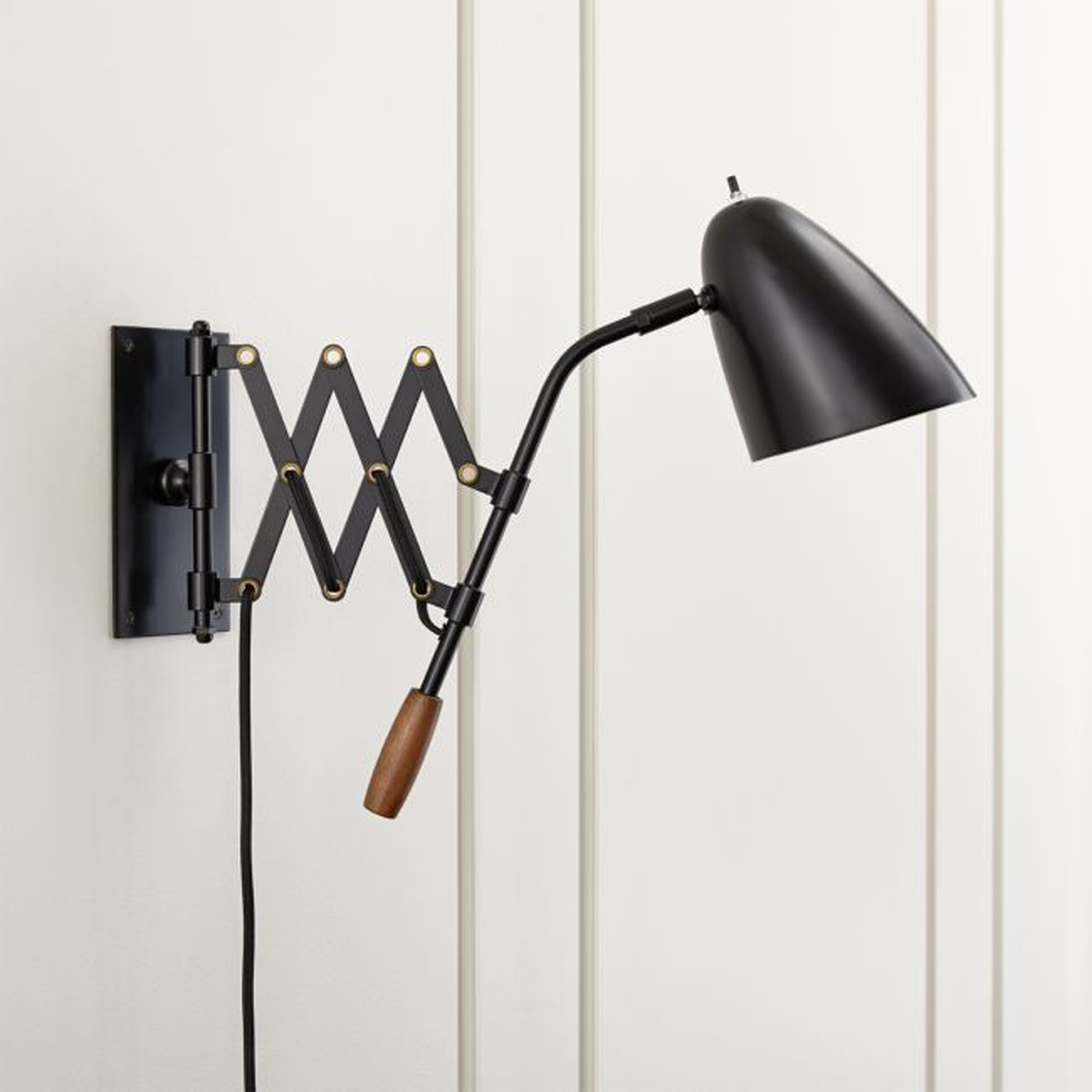 Morgan Black Adjustable Arm Plug In Wall Sconce Light - Crate and Barrel