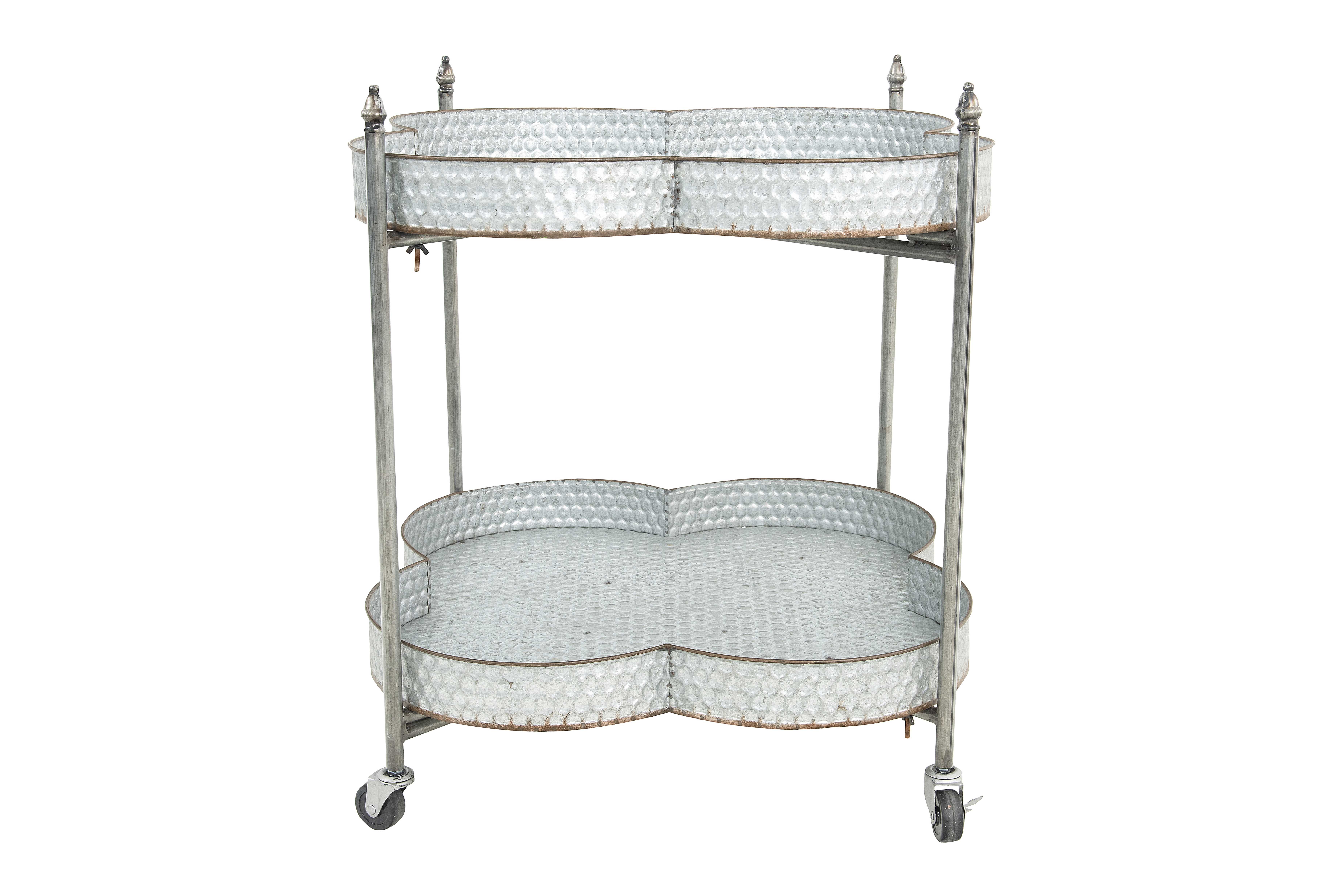 Metal 2-Tier Clover Shaped Bar Cart on Caster Wheels - Creative Co-Op