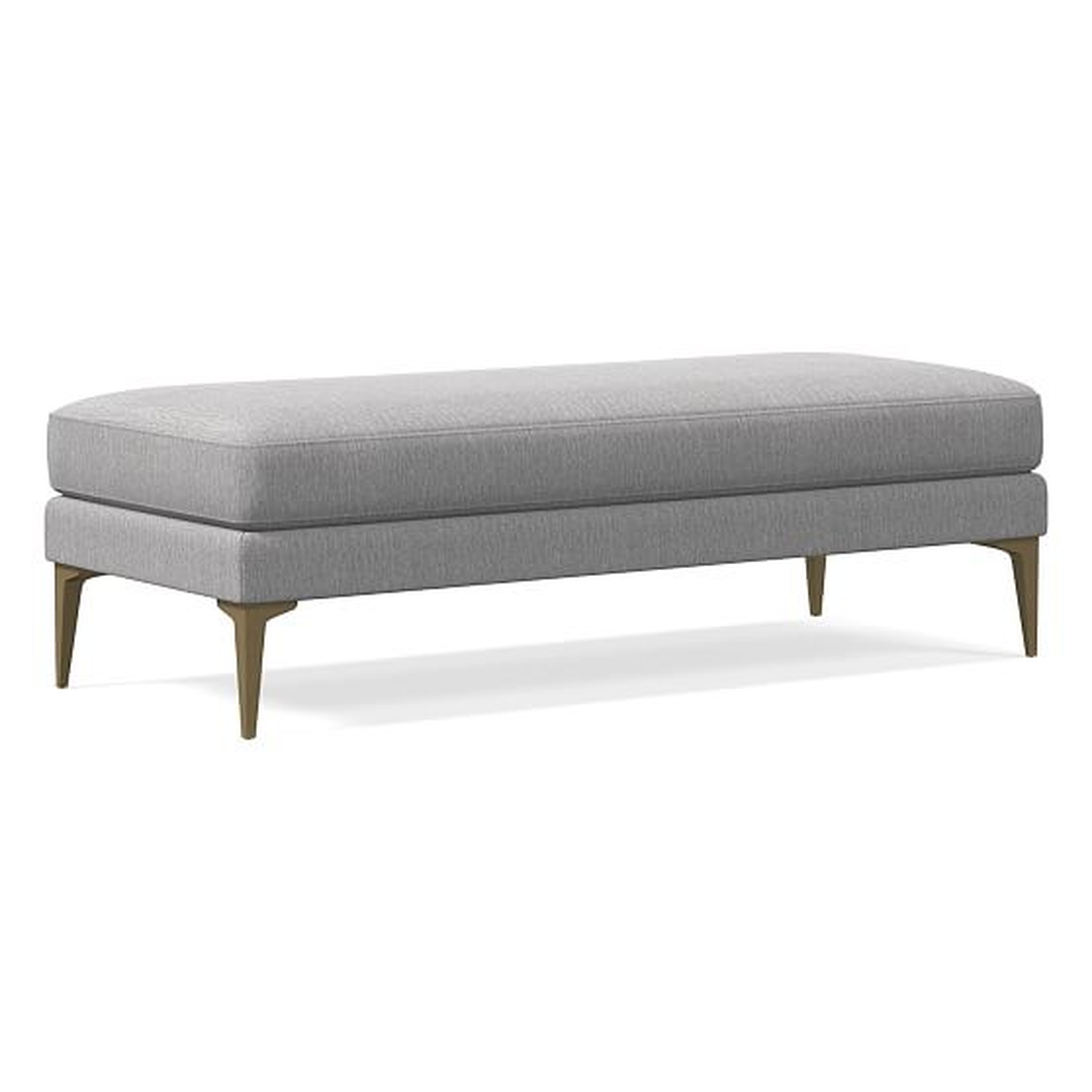Andes Bench, Poly, Sunbrella Performance Chenille, Fog, Blackened Brass - West Elm