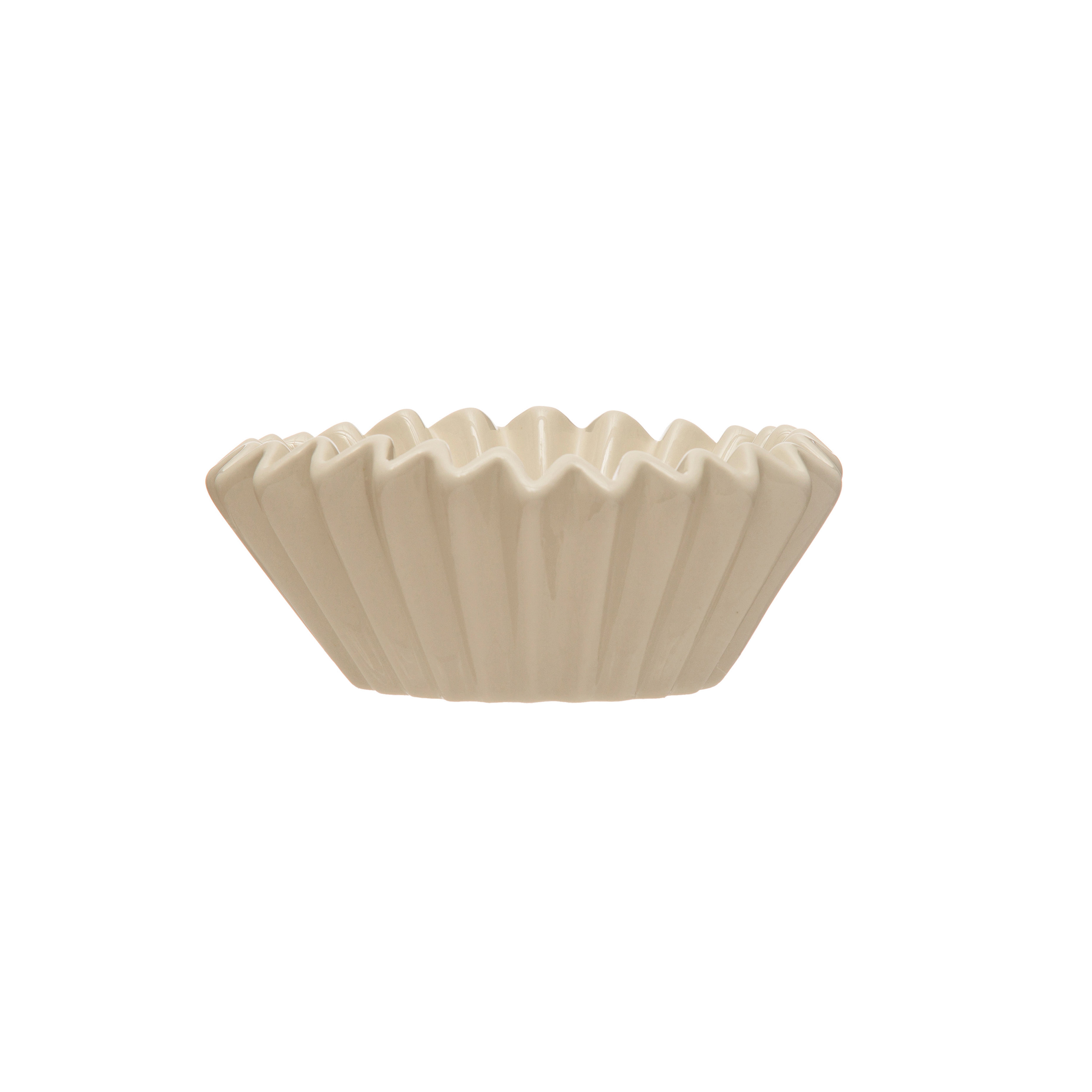 Fluted Stoneware Bowl, White - Creative Co-Op