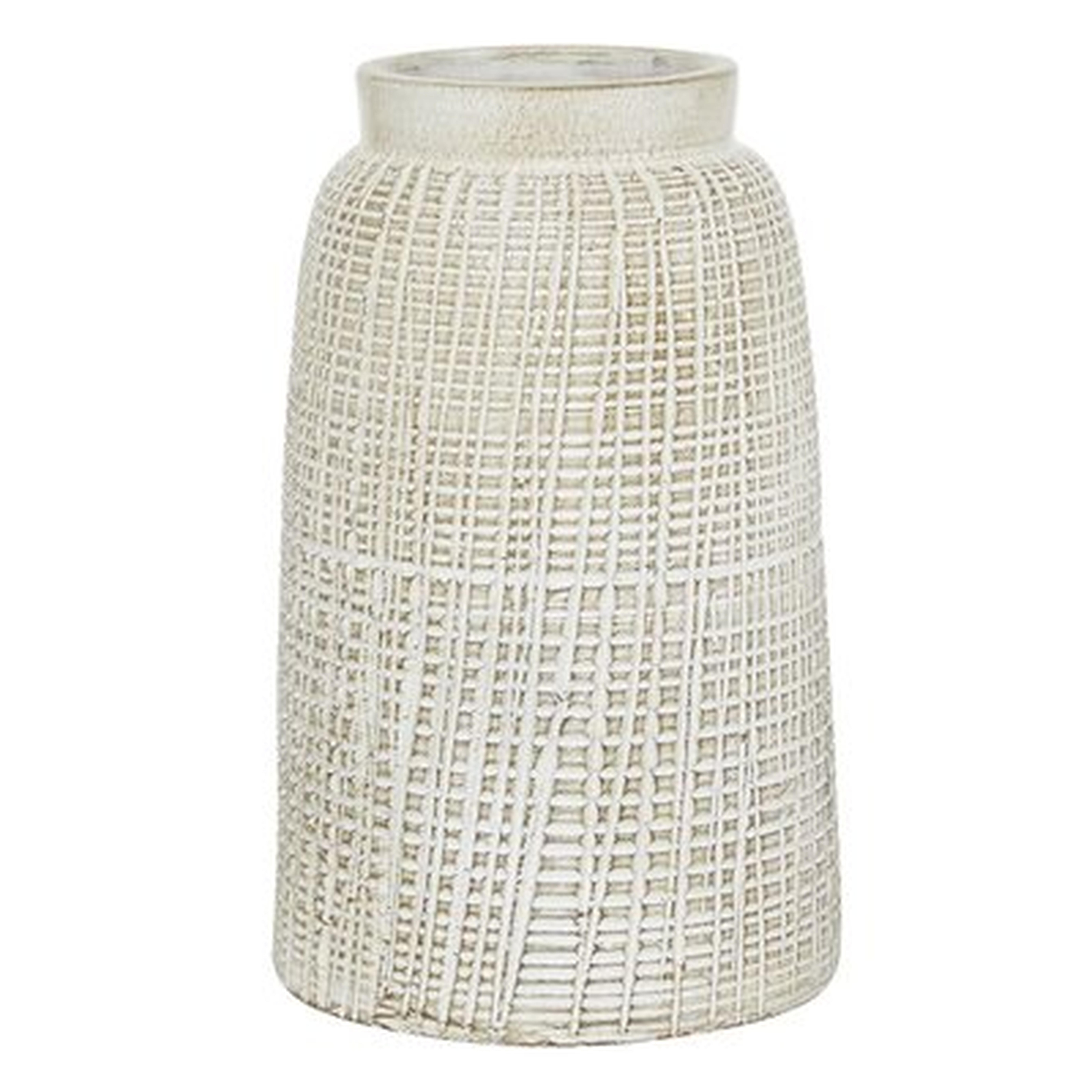 White Terracotta Coastal Style Vase, 11 X 7 X 7 - Wayfair