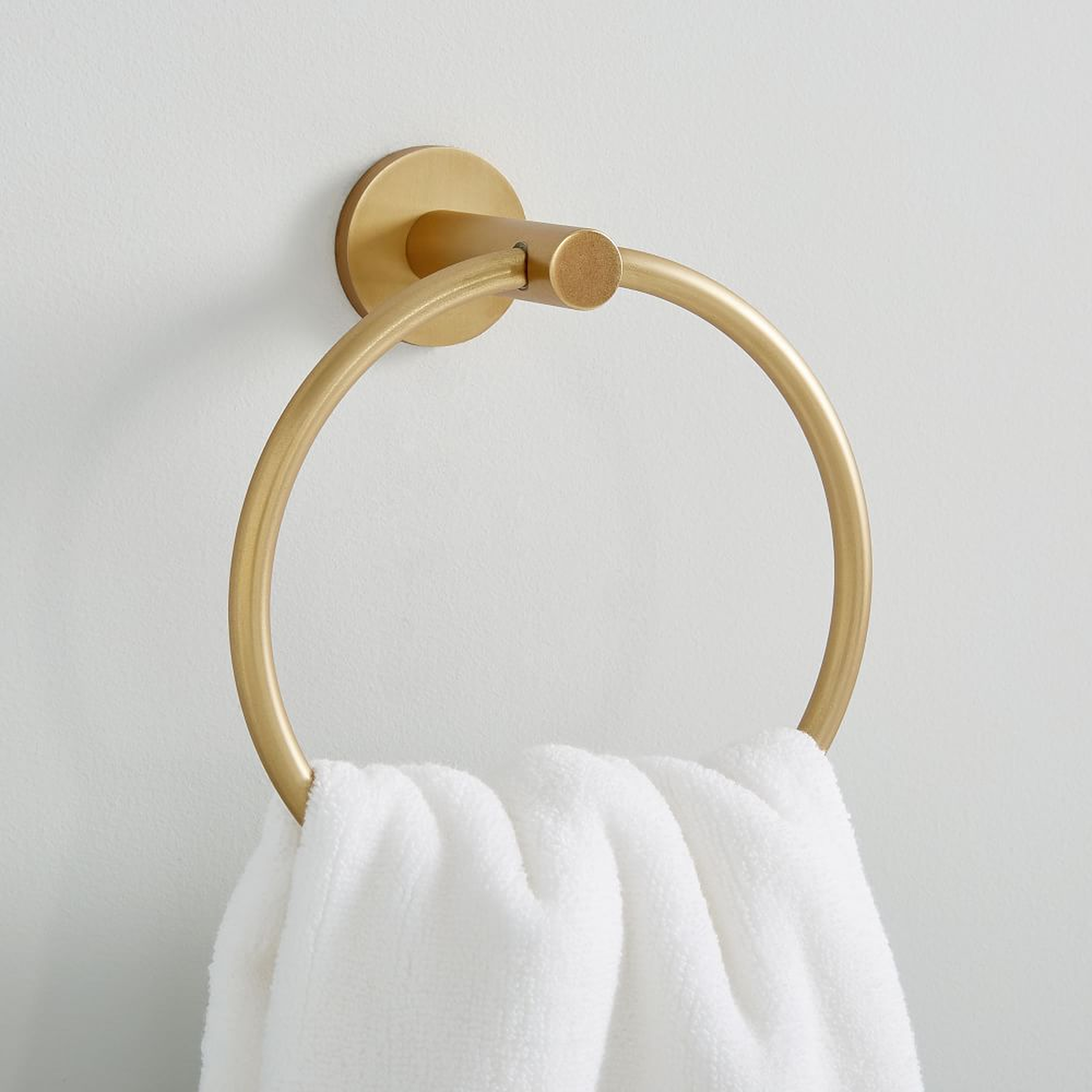 Modern Overhang Towel Ring, Antique Brass - West Elm