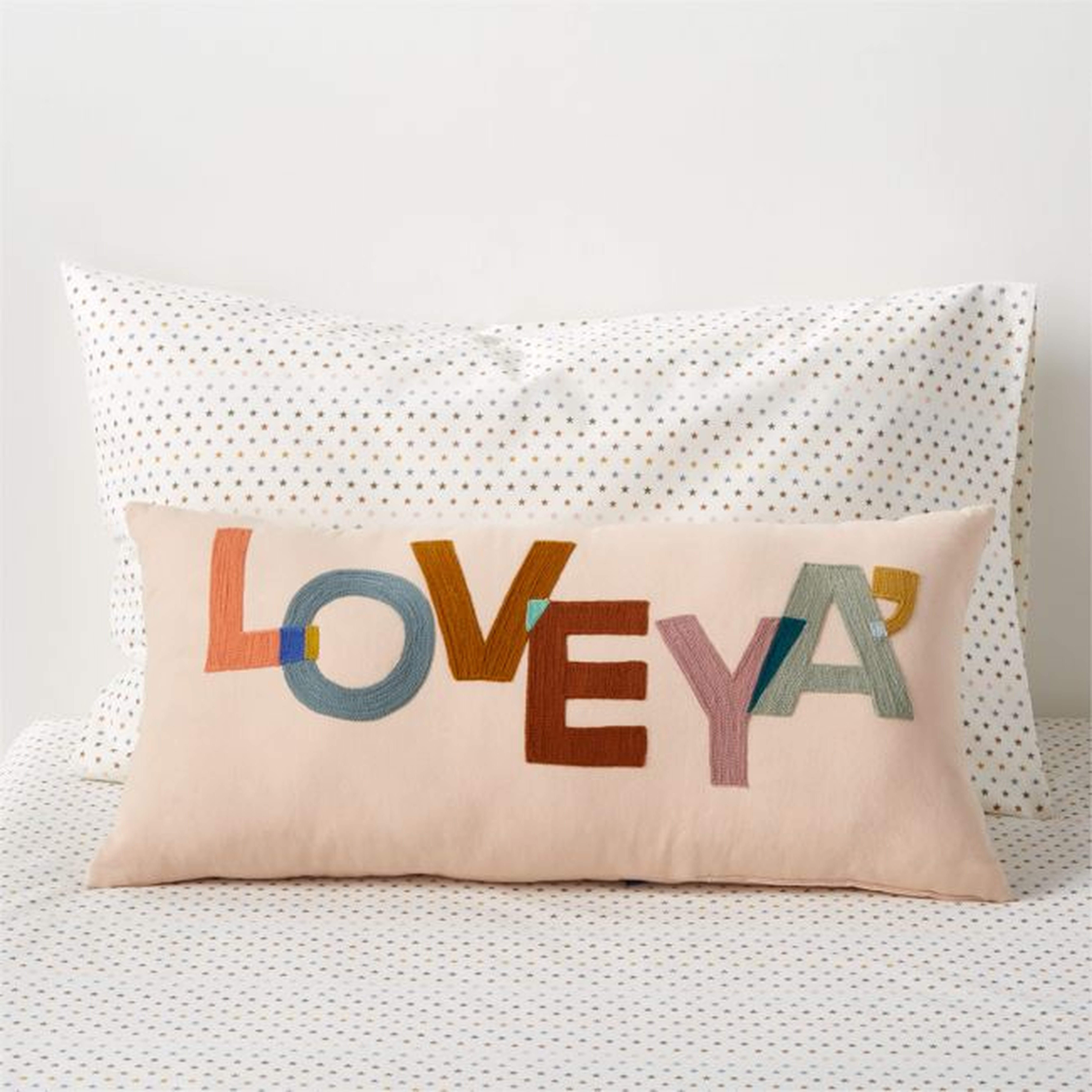 "Love Ya'" Embroidered Kids Throw Pillow - Crate & Kids