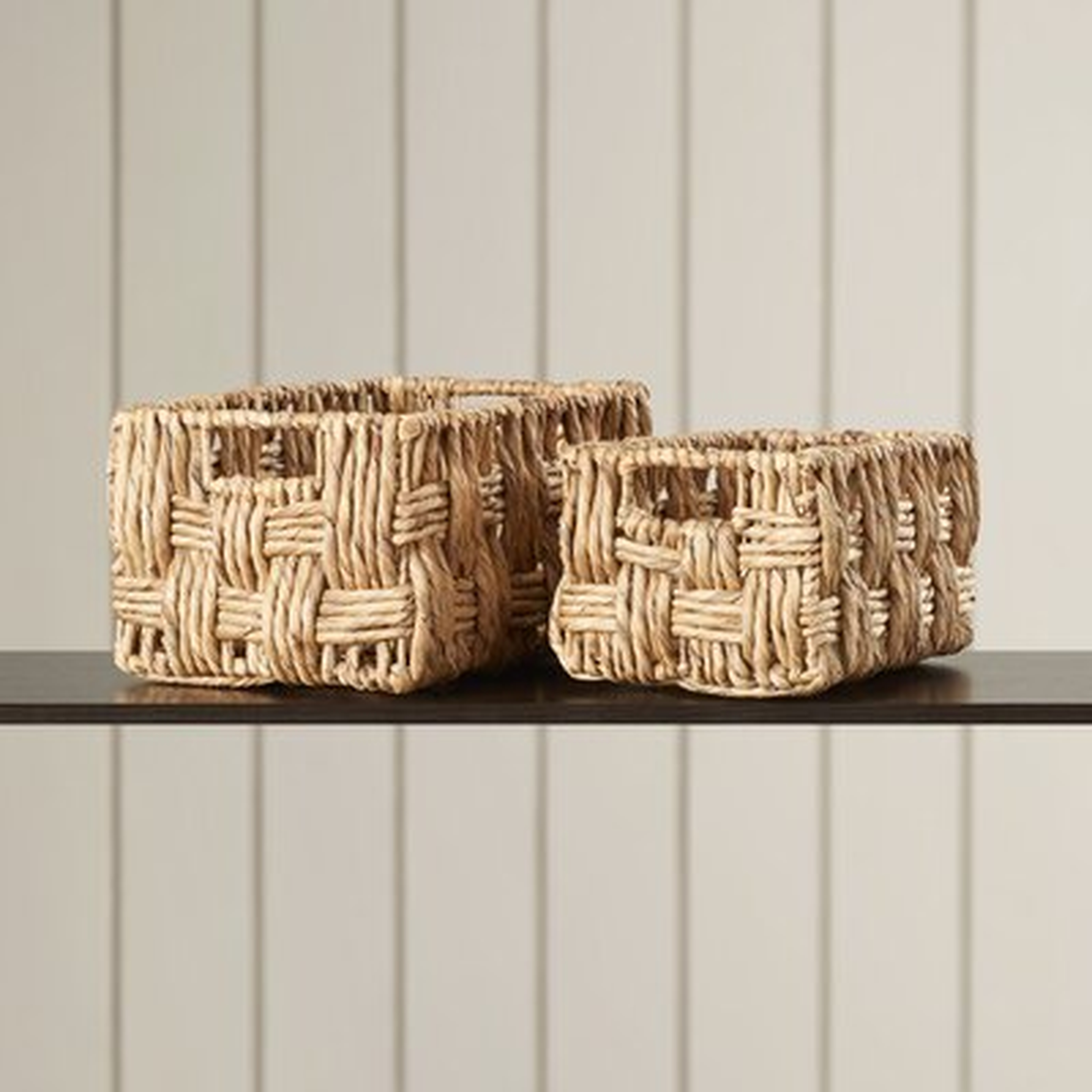 2 Piece Metal/Wicker Basket Set - Wayfair