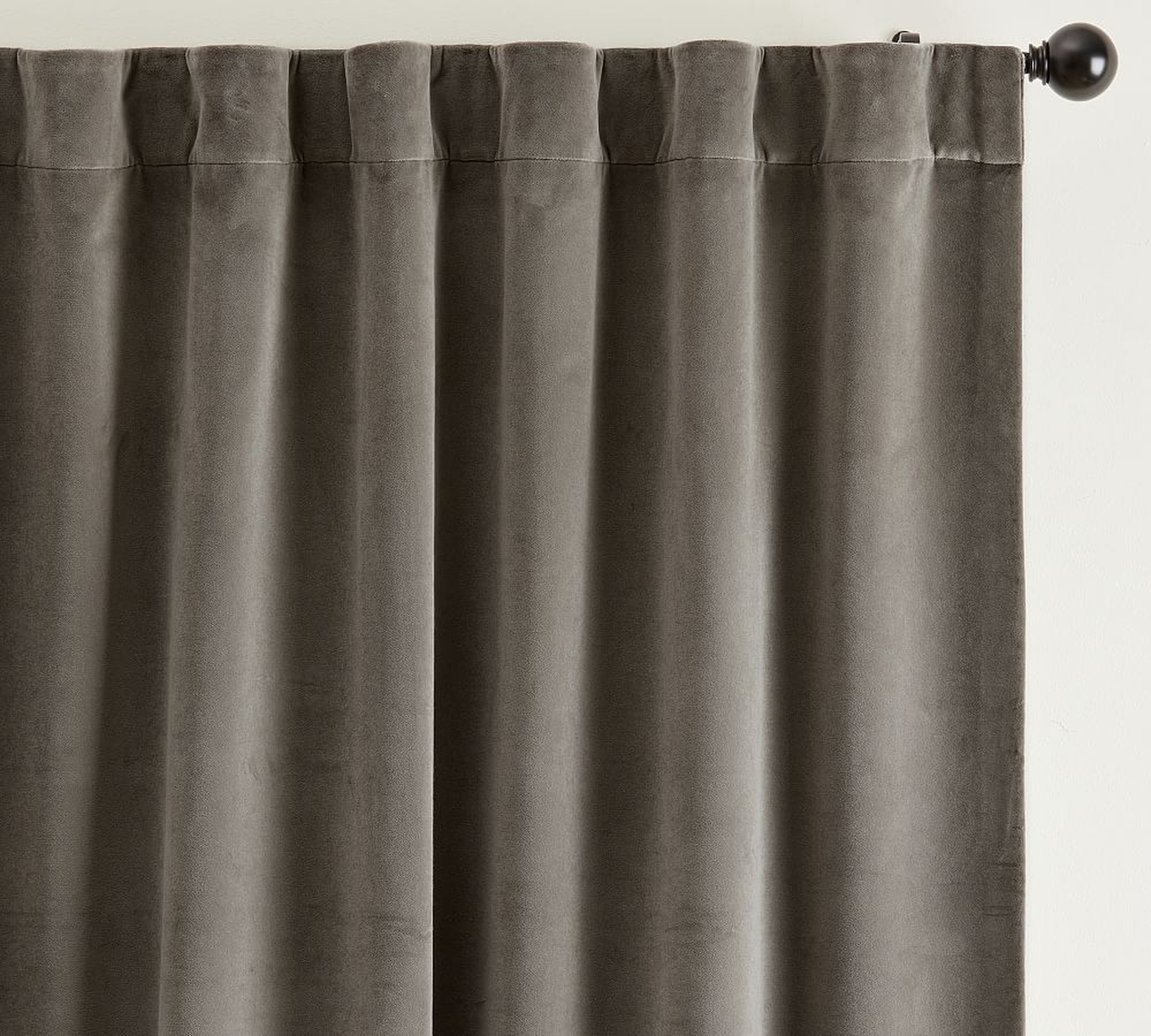 Velvet Twill Rod Pocket Blackout Curtain, Flagstone, 50 x 96" - Pottery Barn
