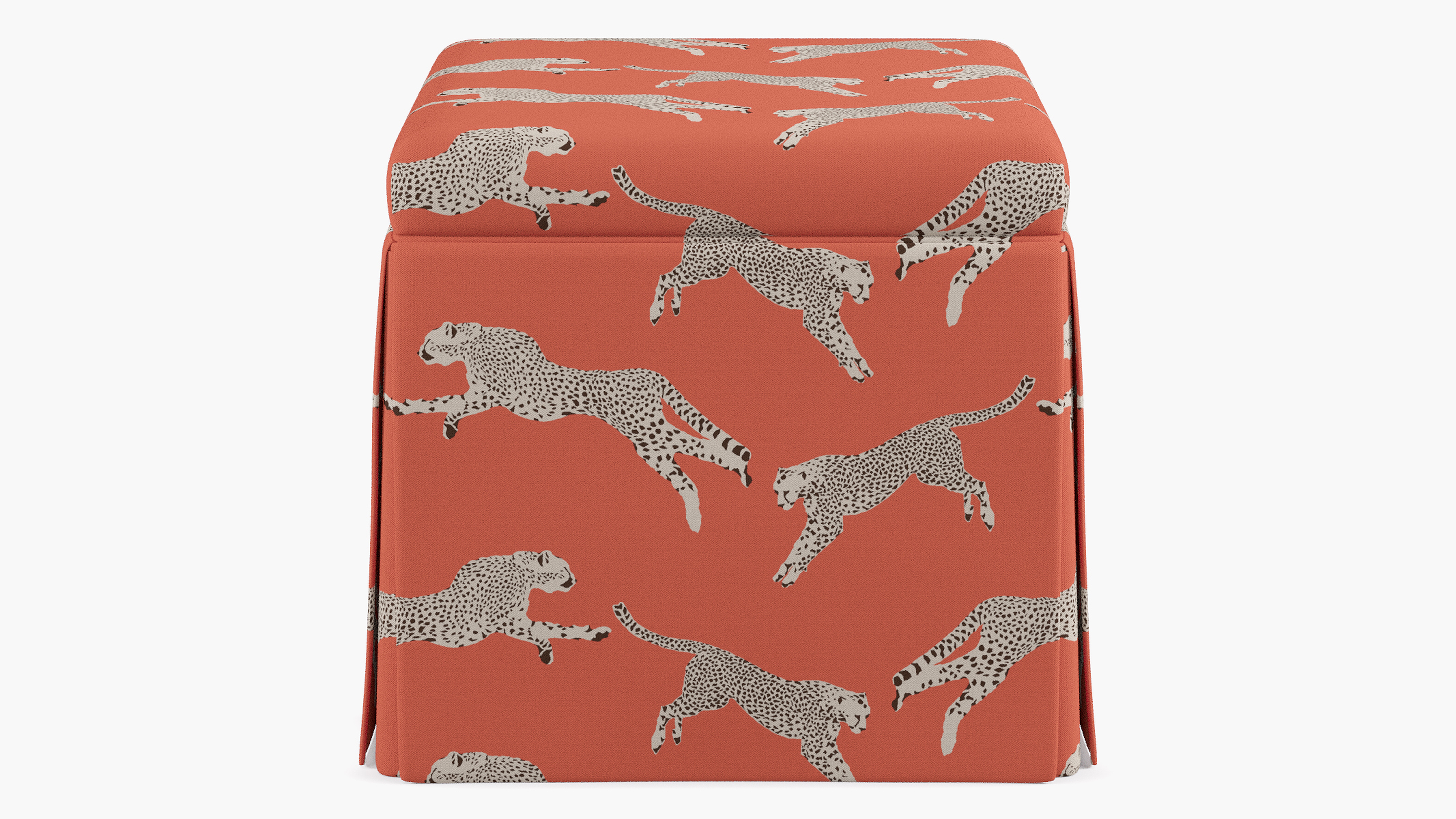 Skirted Storage Ottoman, Henna Cheetah - The Inside