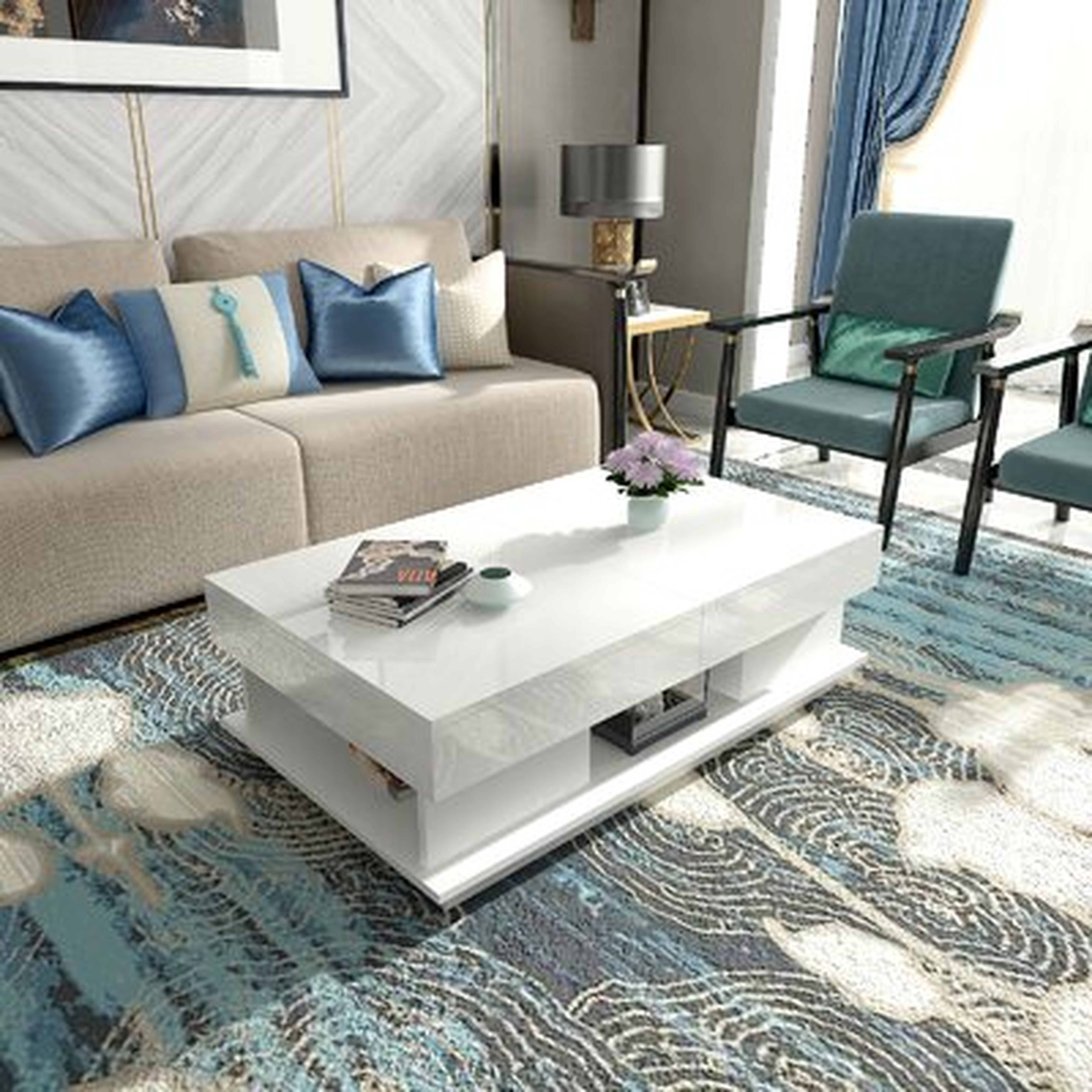 Modern High Gloss Sliding Top Coffee Table - Wayfair
