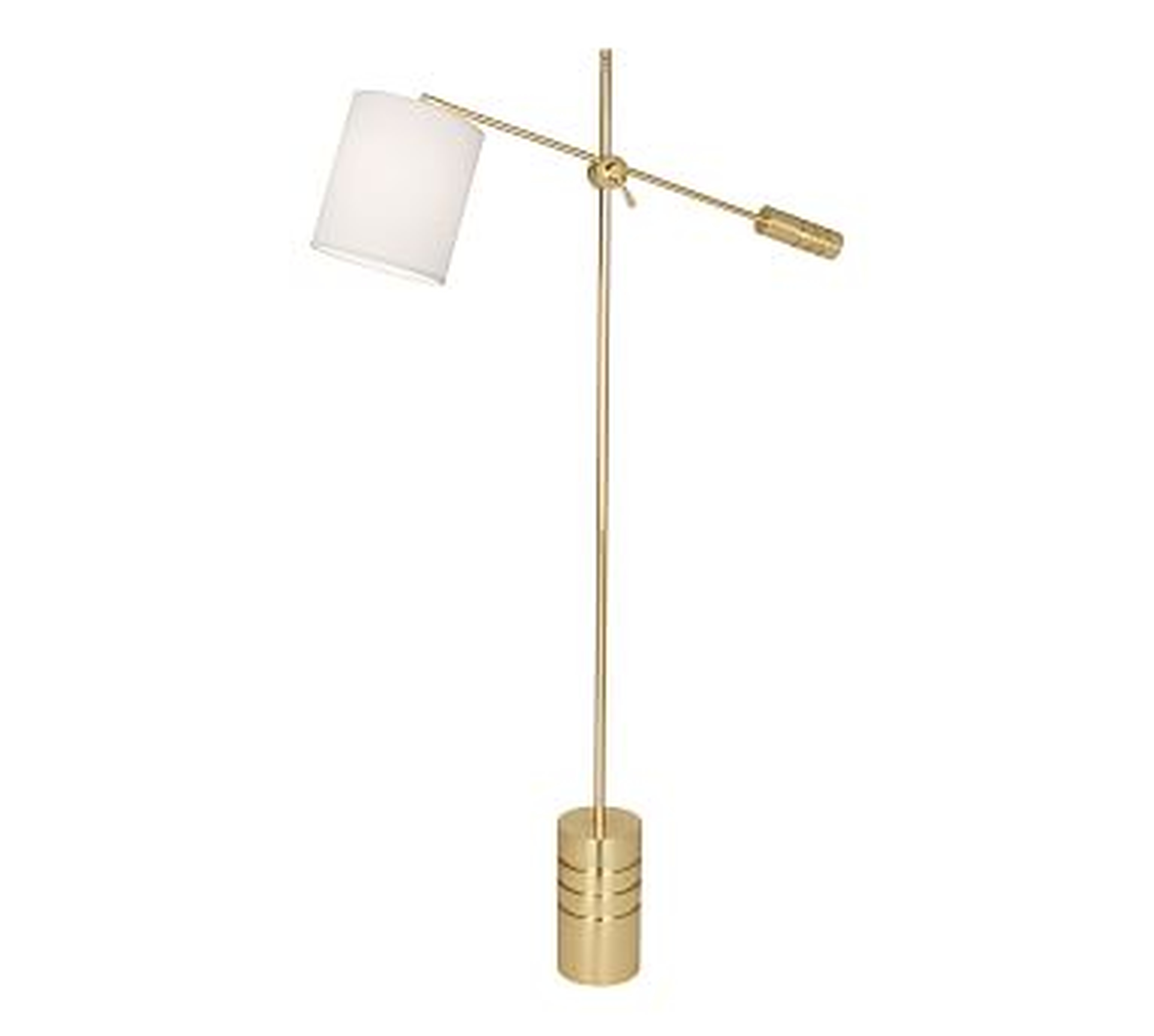 Burns Task Floor Lamp, Modern Brass with White Shade - Pottery Barn
