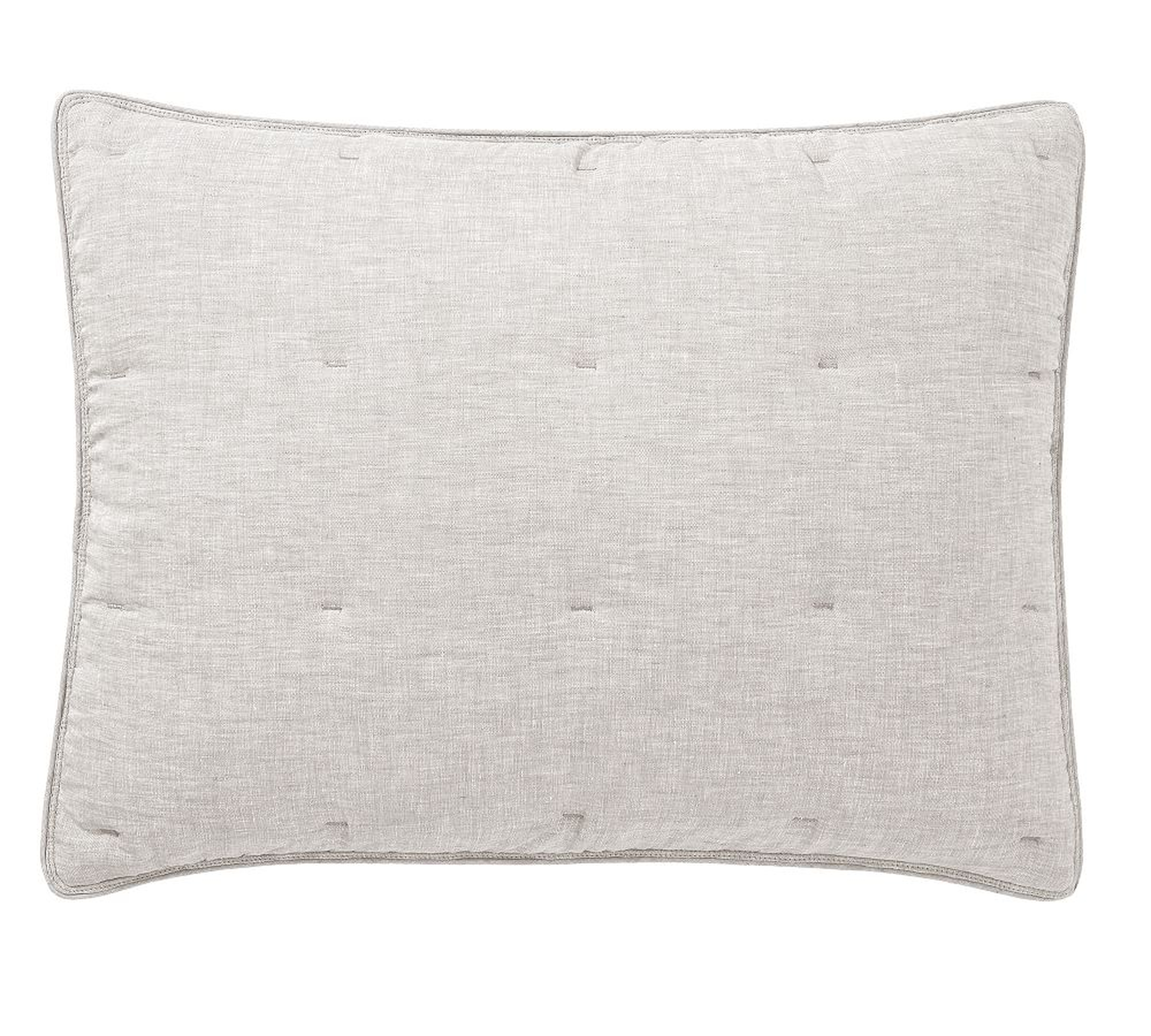 Belgian Flax Linen Comforter Shams, Standard, Soft Gray, Set of 2 - Pottery Barn