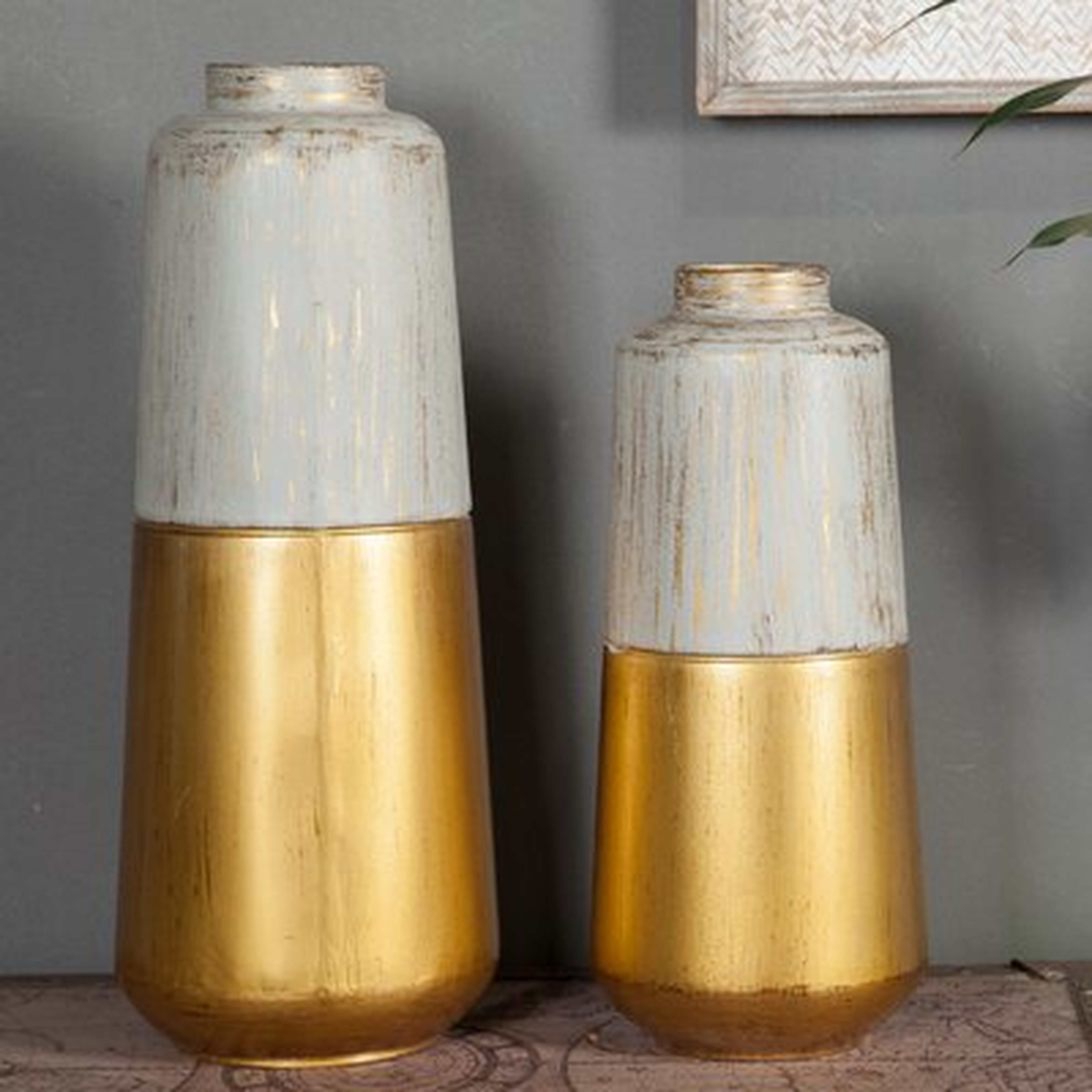 2 Piece Baran Gold/Gray 20" Metal Table Vase Set - Wayfair