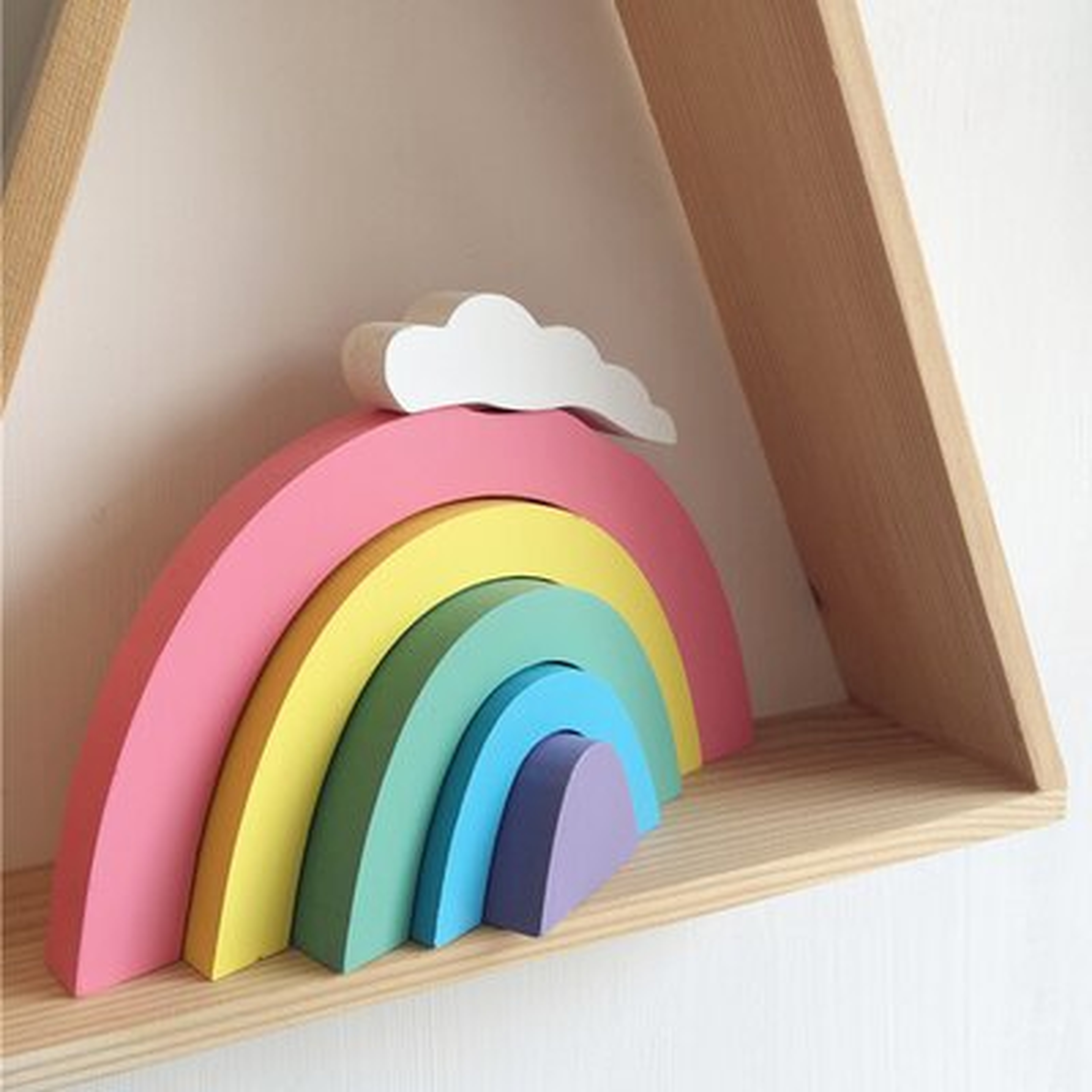 Wooden Rainbow Pile Building Blocks Decoration Children's Room Decor - Wayfair