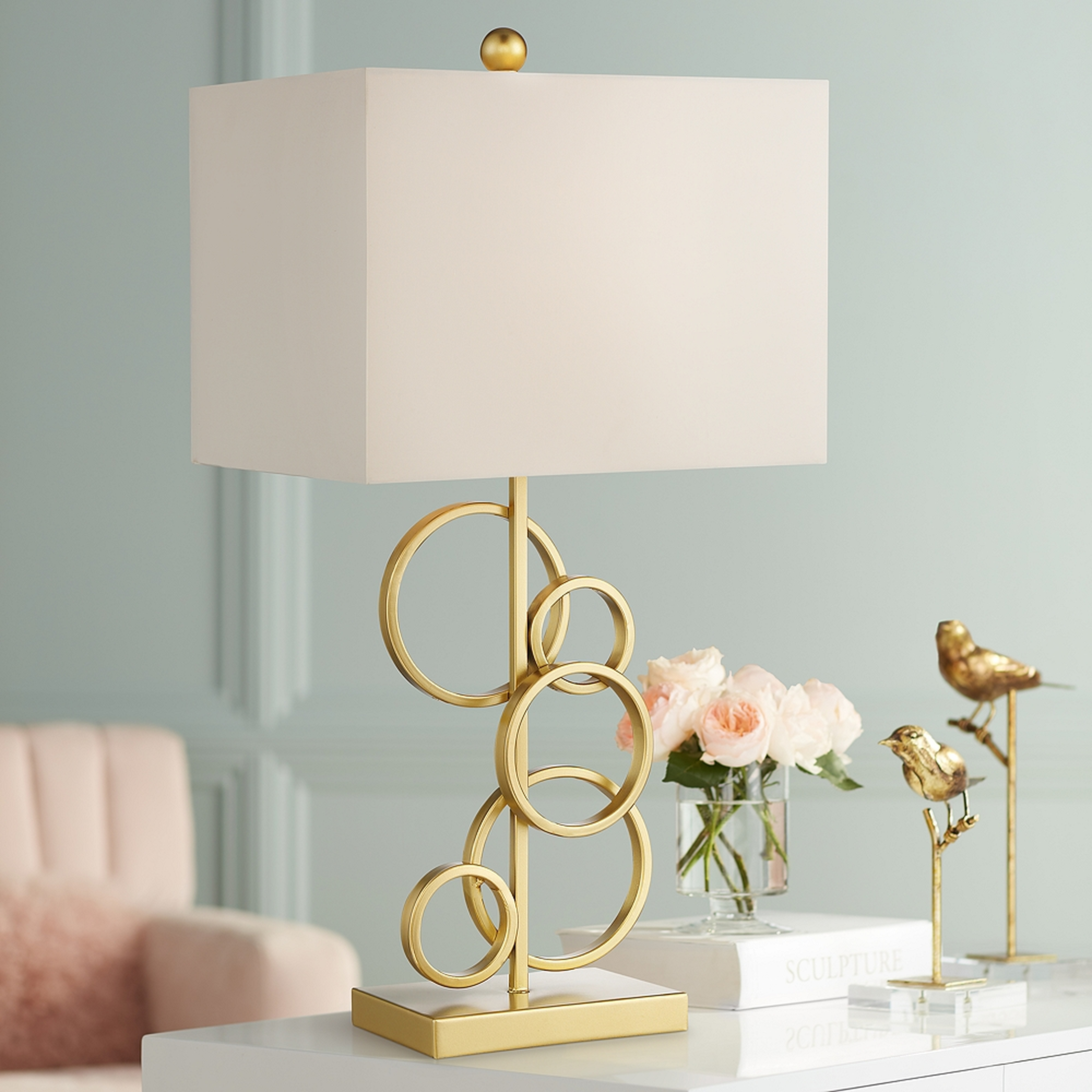 Saul Modern Gold Rings Table Lamp - Style # 93E85 - Lamps Plus