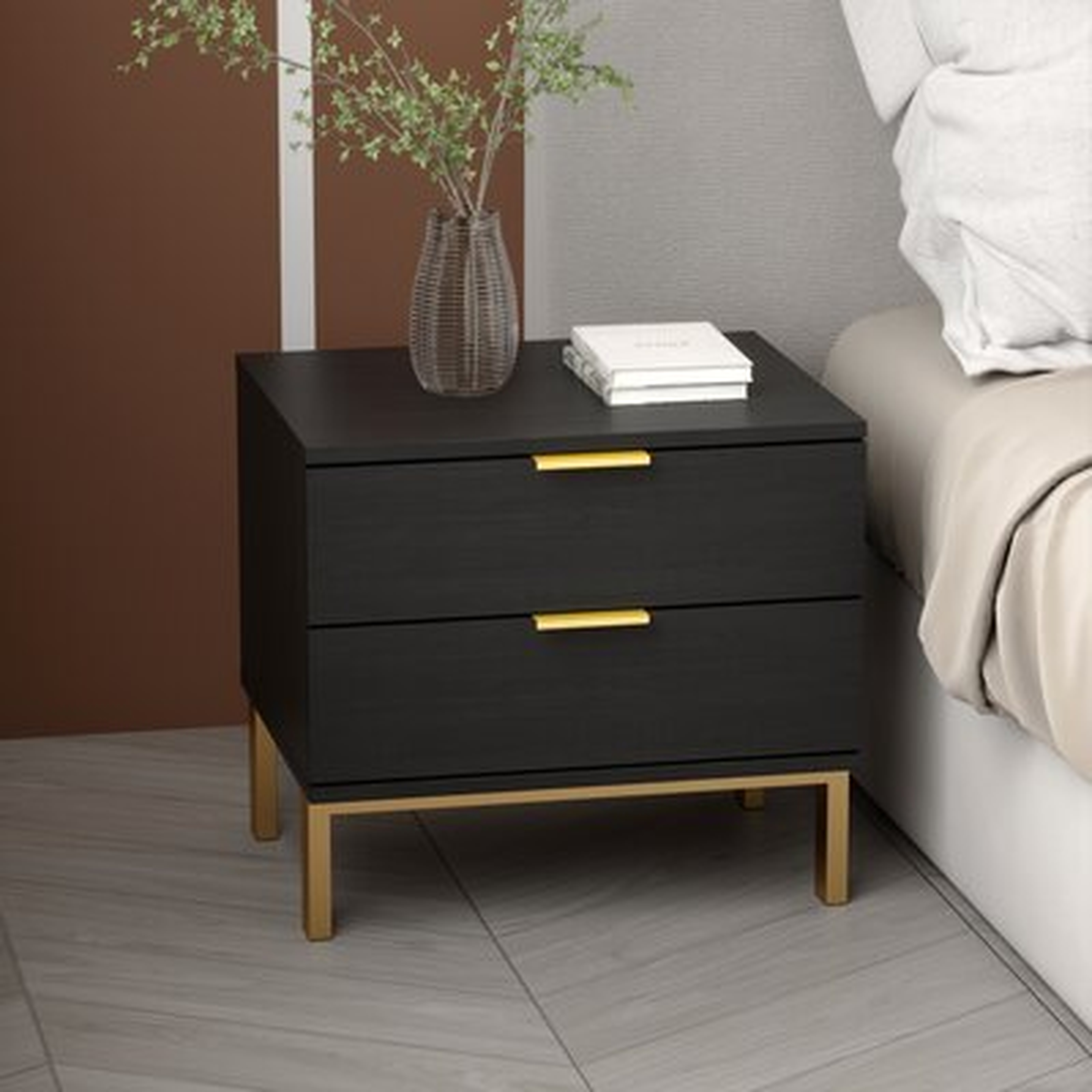 Modern Industrial Night Stand 2 Drawer - Wayfair