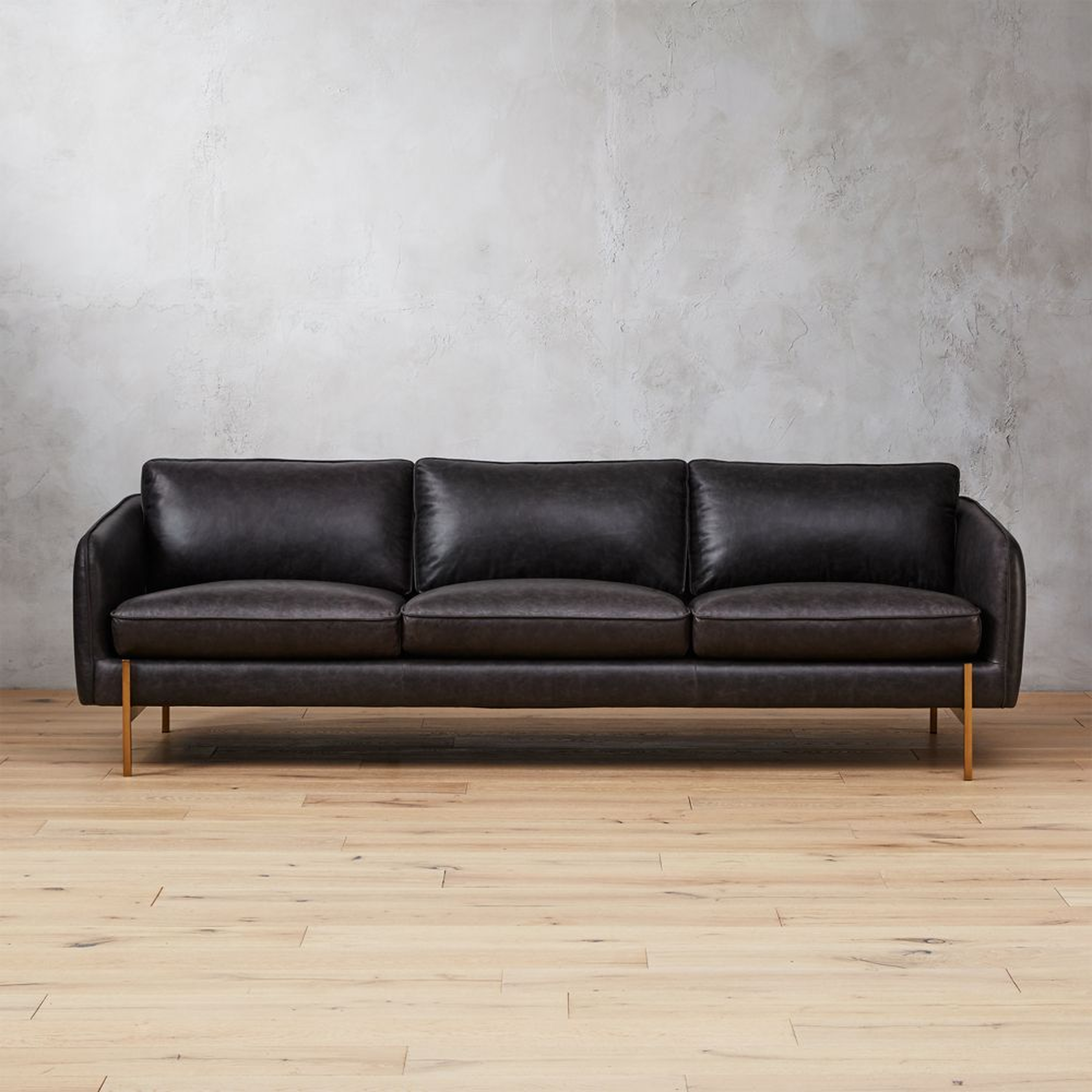 Hoxton 96.75" Black Leather Sofa. - CB2