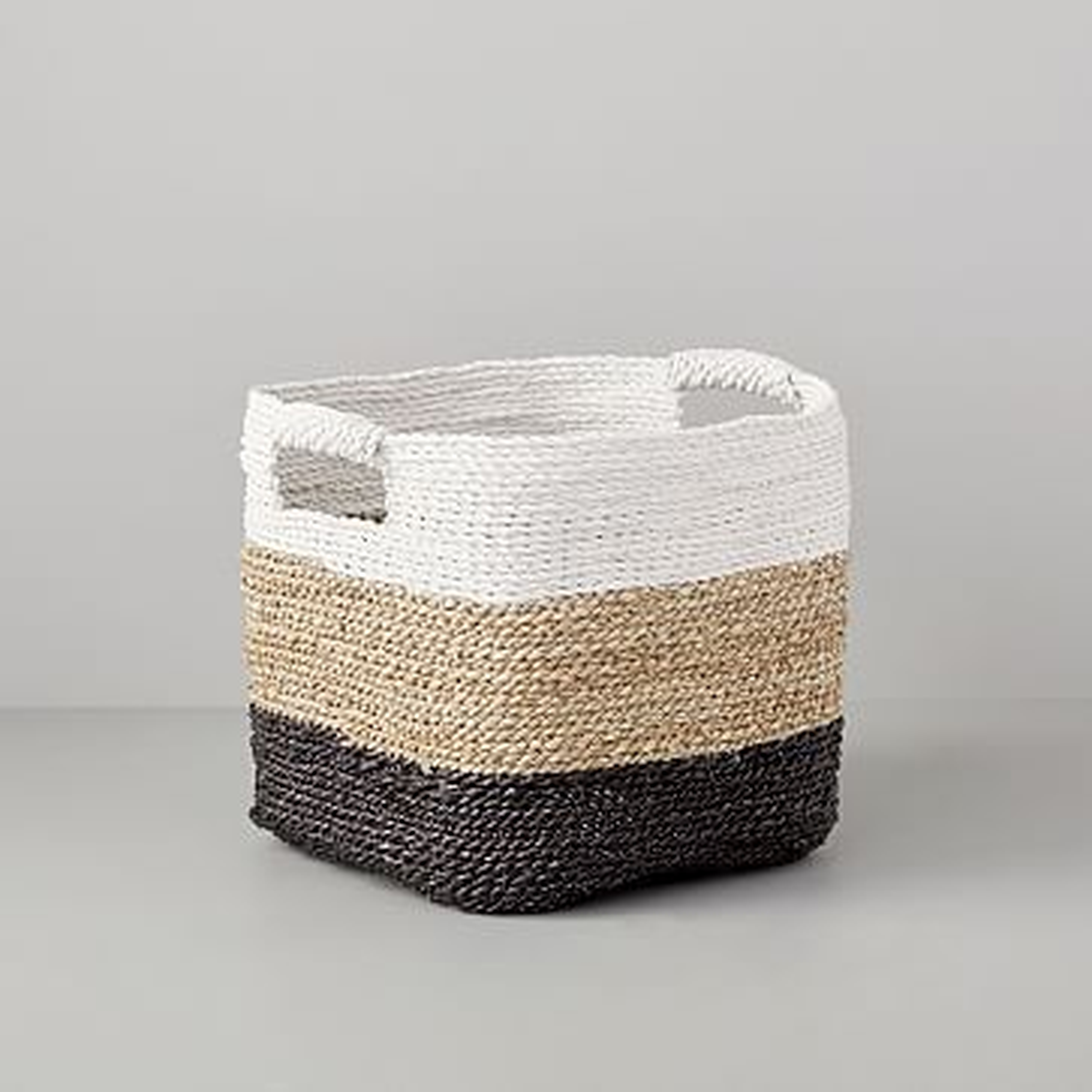 Storage Basket, Storage, White/Natural/Peppercorn - West Elm