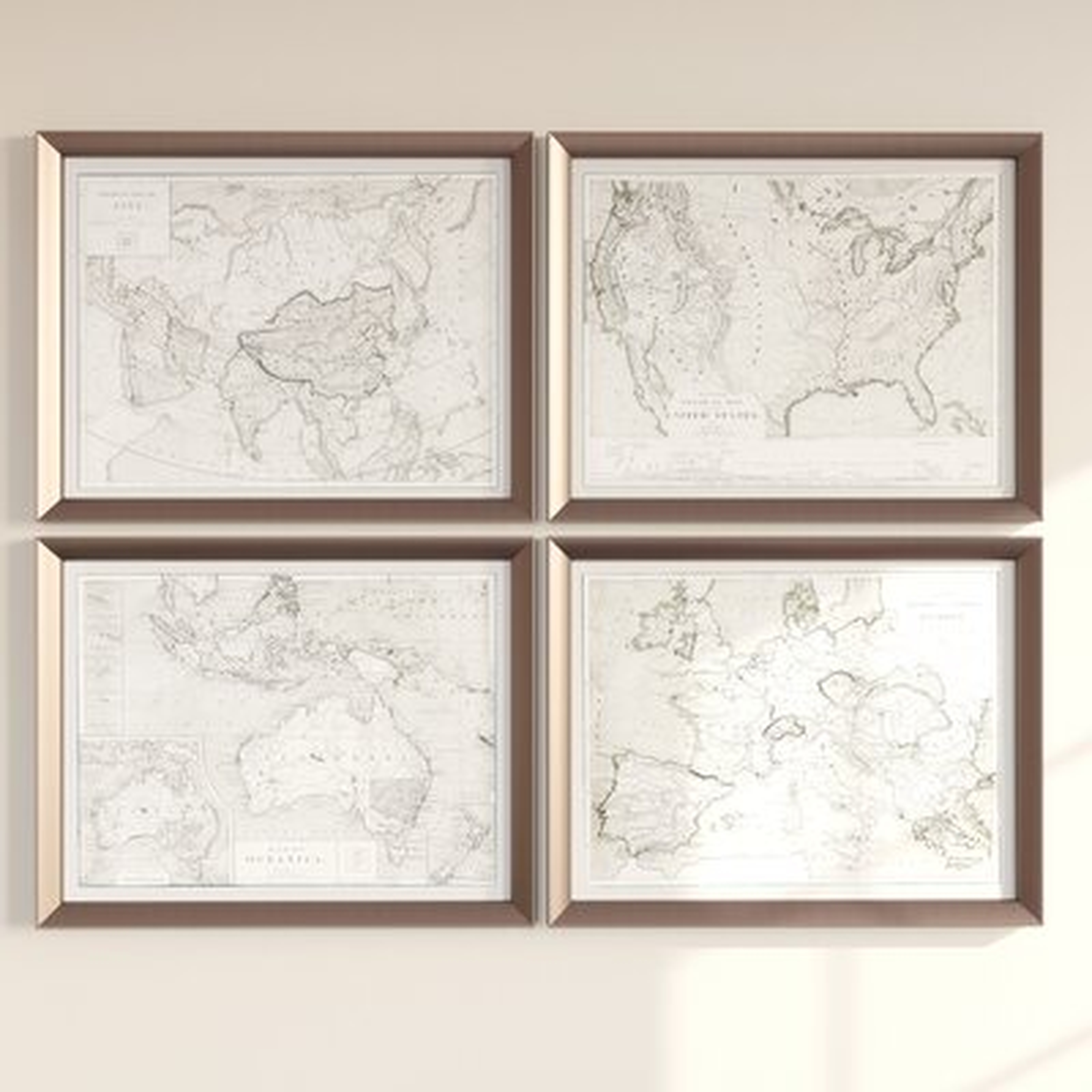 World Maps' by Grace Feyock Picture Frame Graphic Art Print Set on Wood, Set of 4 - Wayfair