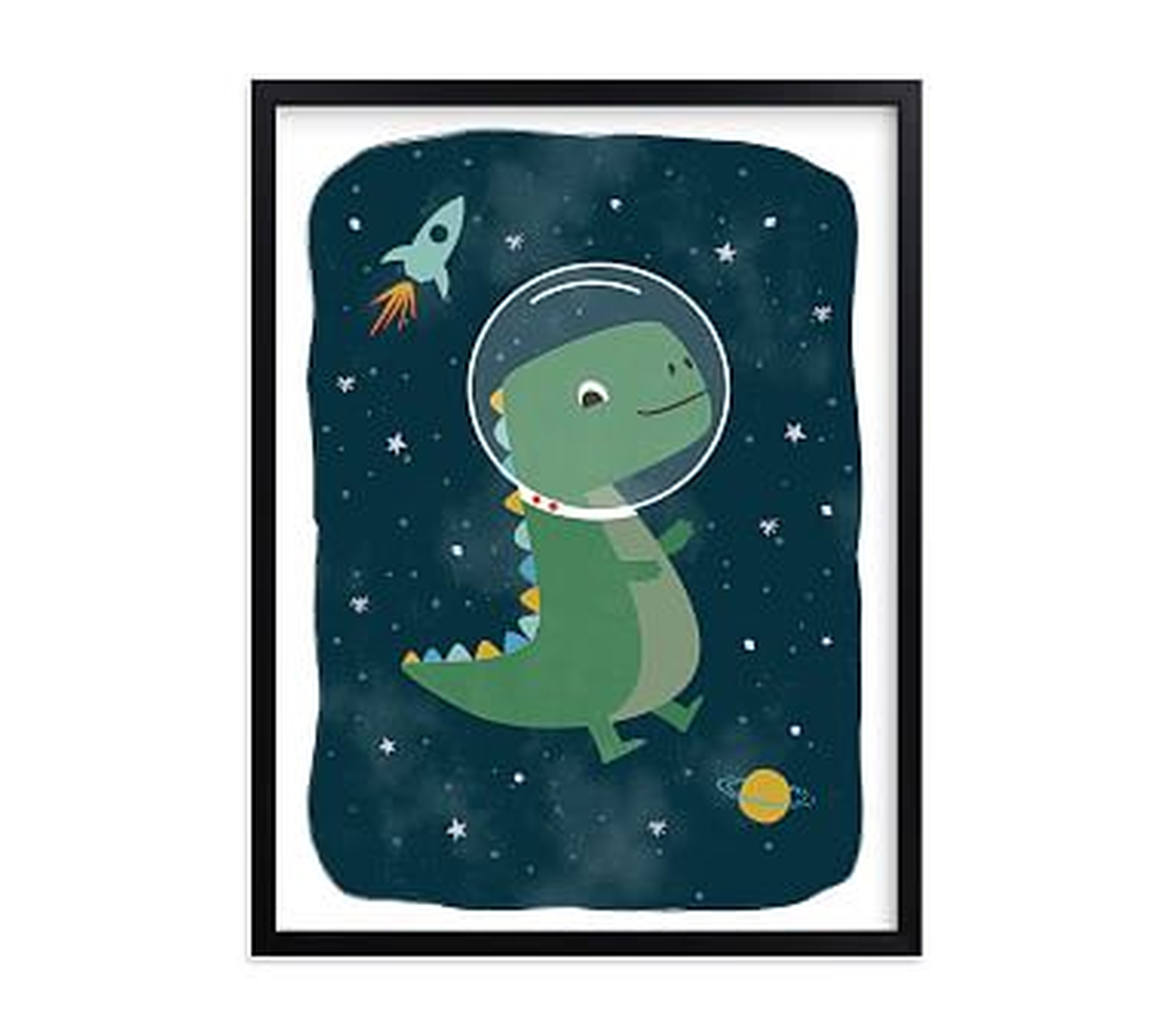 Minted(R) Dinos in Space Wall Art by Annie Holmquist; 18x24, Black - Pottery Barn Kids