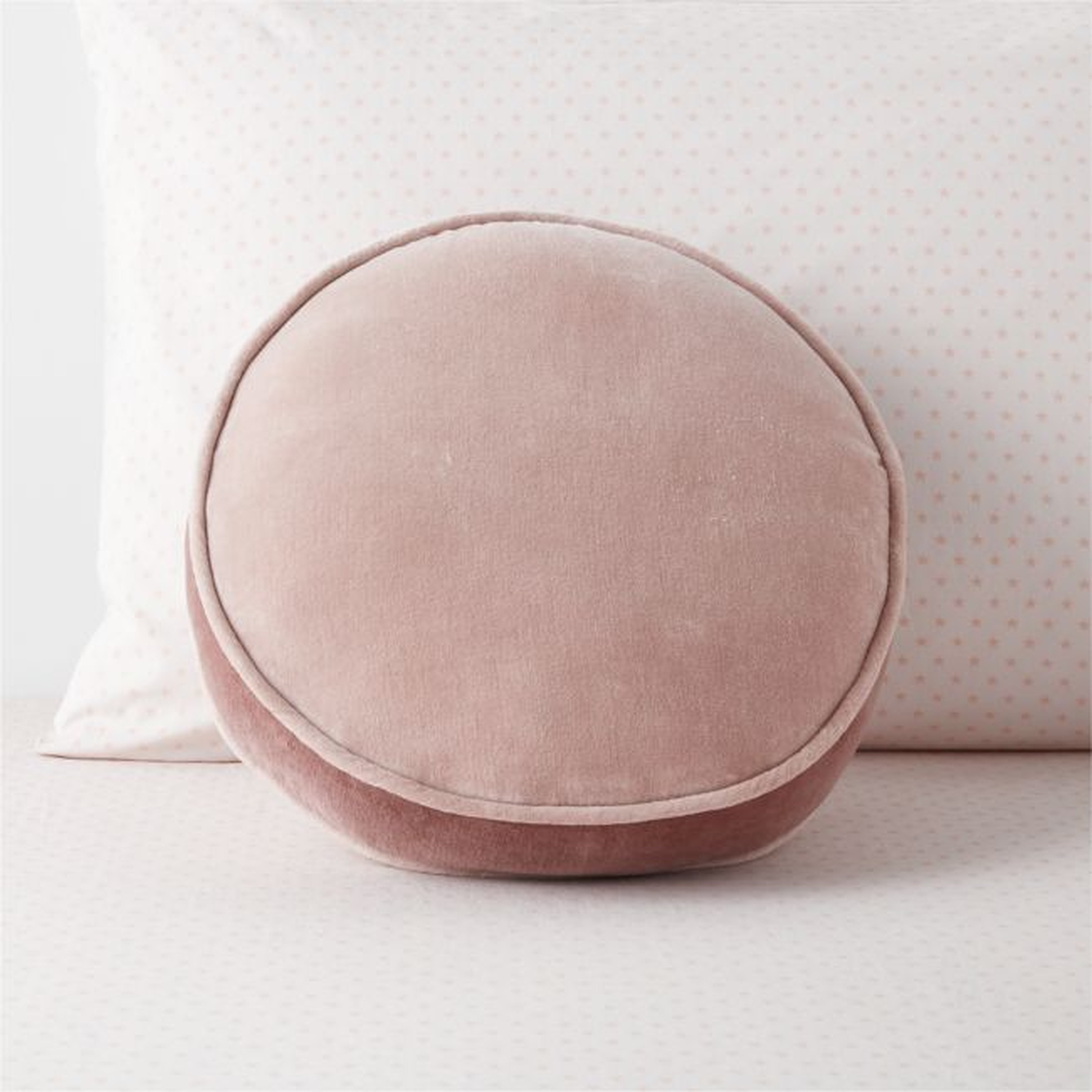 Harriet Round Rosy Mauve Velvet Kids Throw Pillow - Crate & Kids