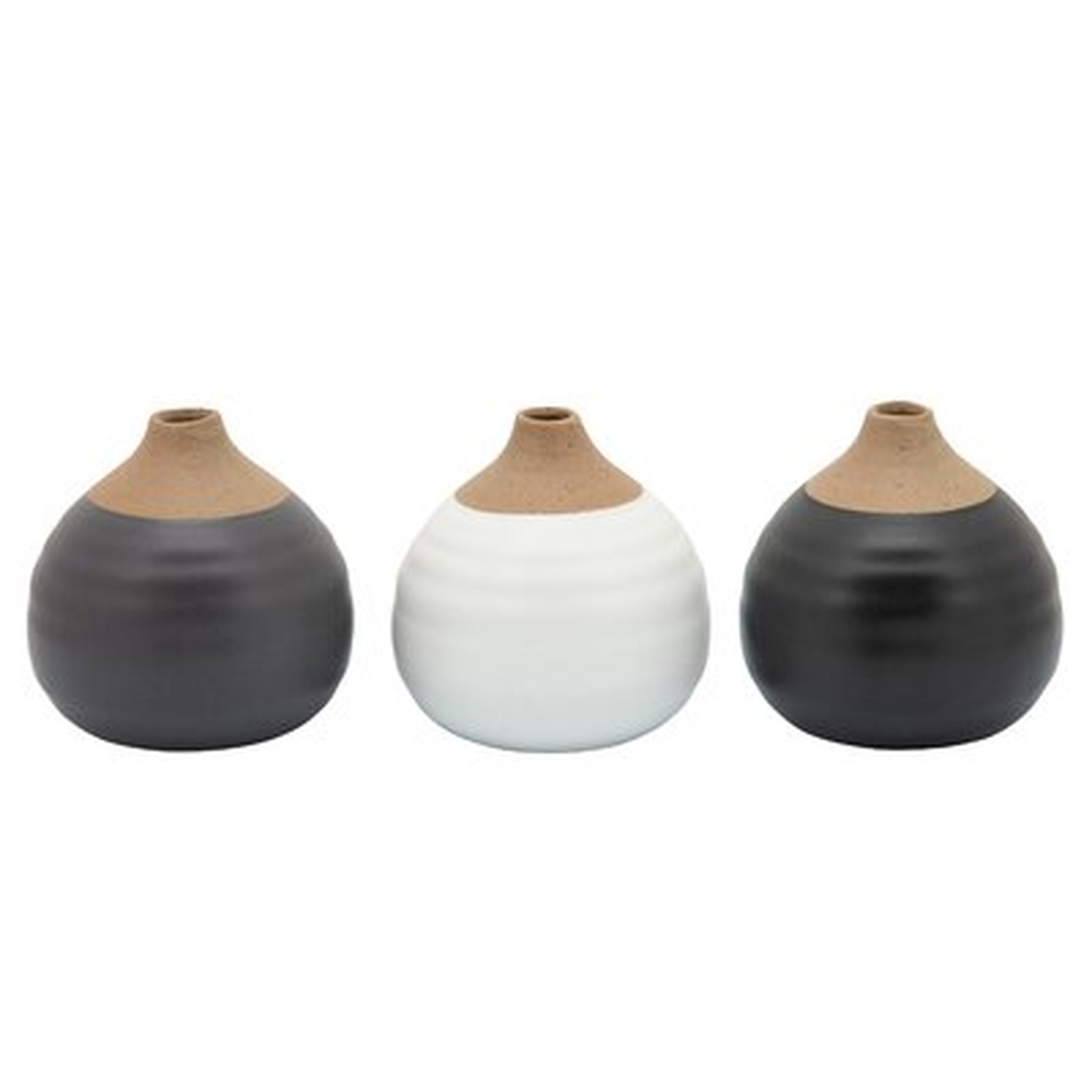3 Piece Oberle Black/White Ceramic Table Vase Set - Wayfair