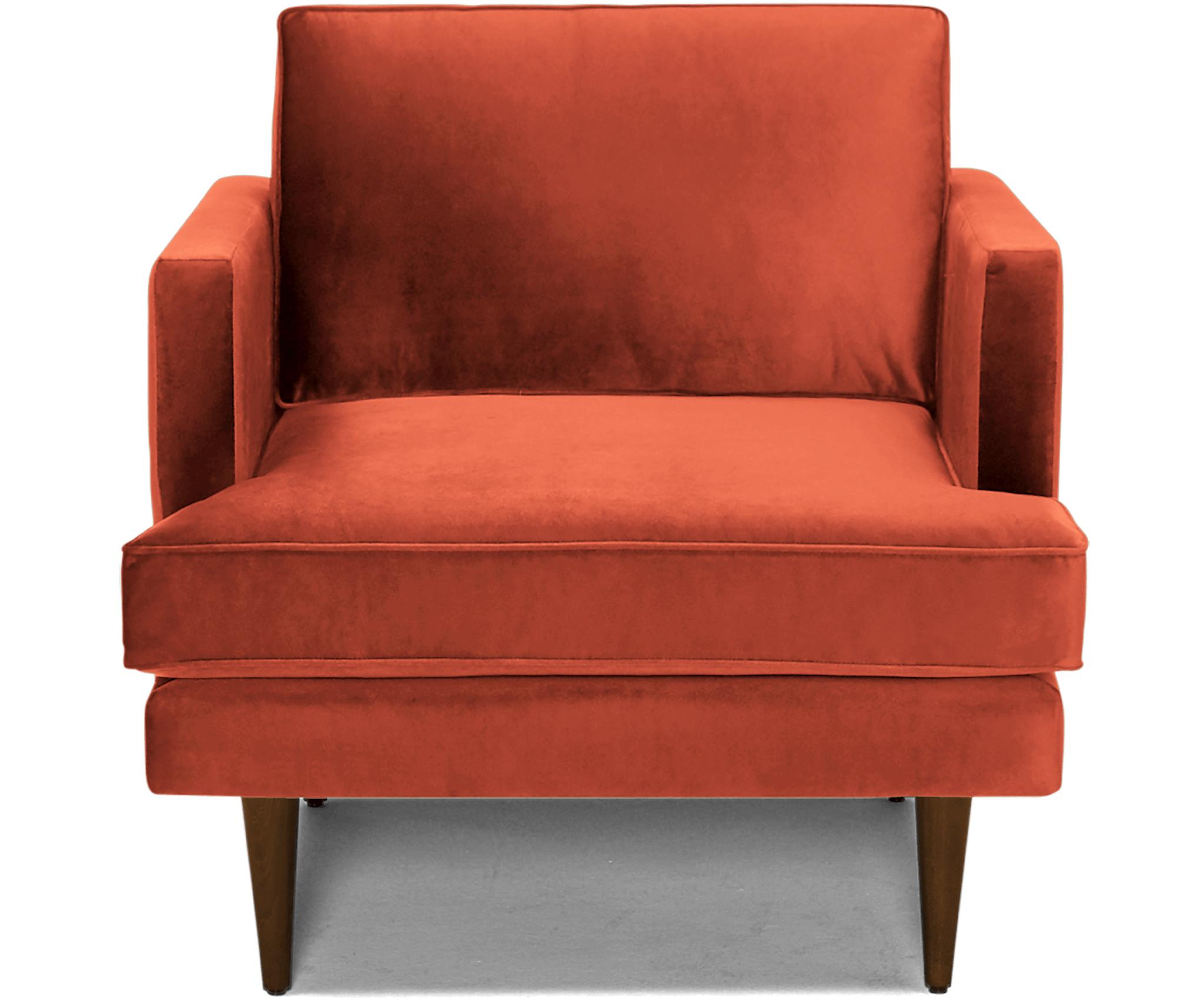 Orange Preston Mid Century Modern Chair - Key Largo Coral - Mocha - Joybird