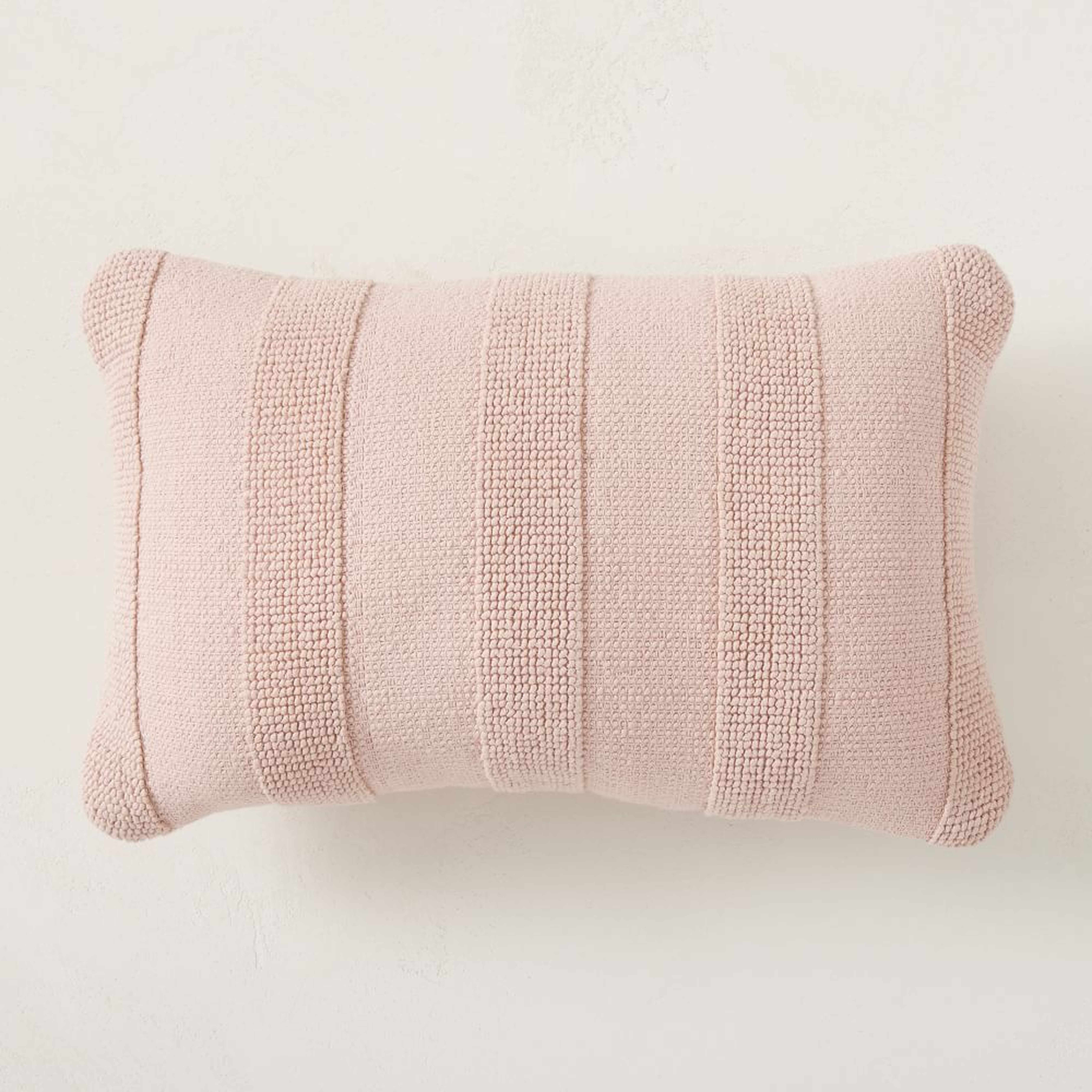 Outdoor Tufted Stripe Pillow, 12"x21", Pink Stone - West Elm