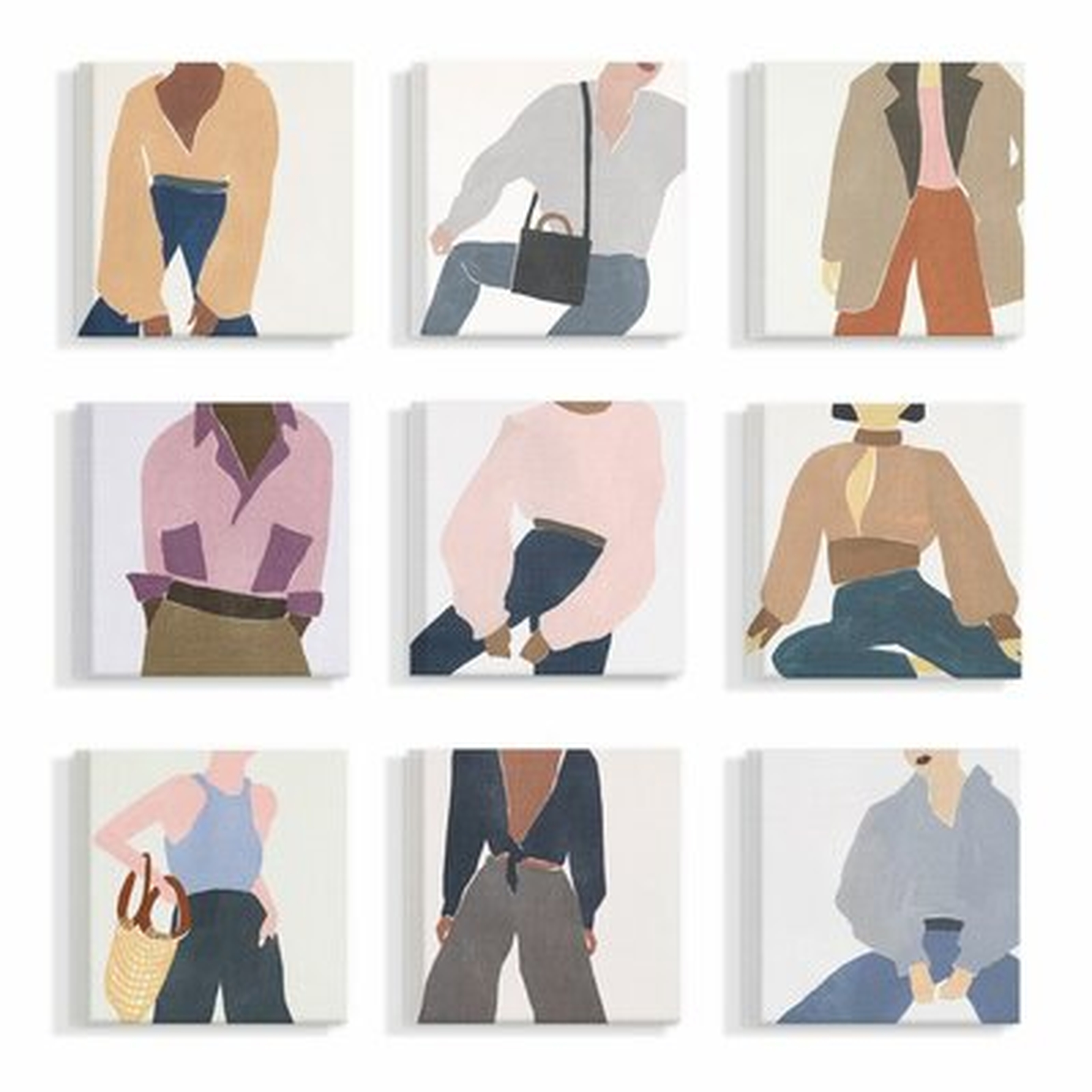 'Fashion Styles and Female Figures' by Melissa Wang - 9 Piece Unframed Graphic Art Print Set on Canvas - Wayfair
