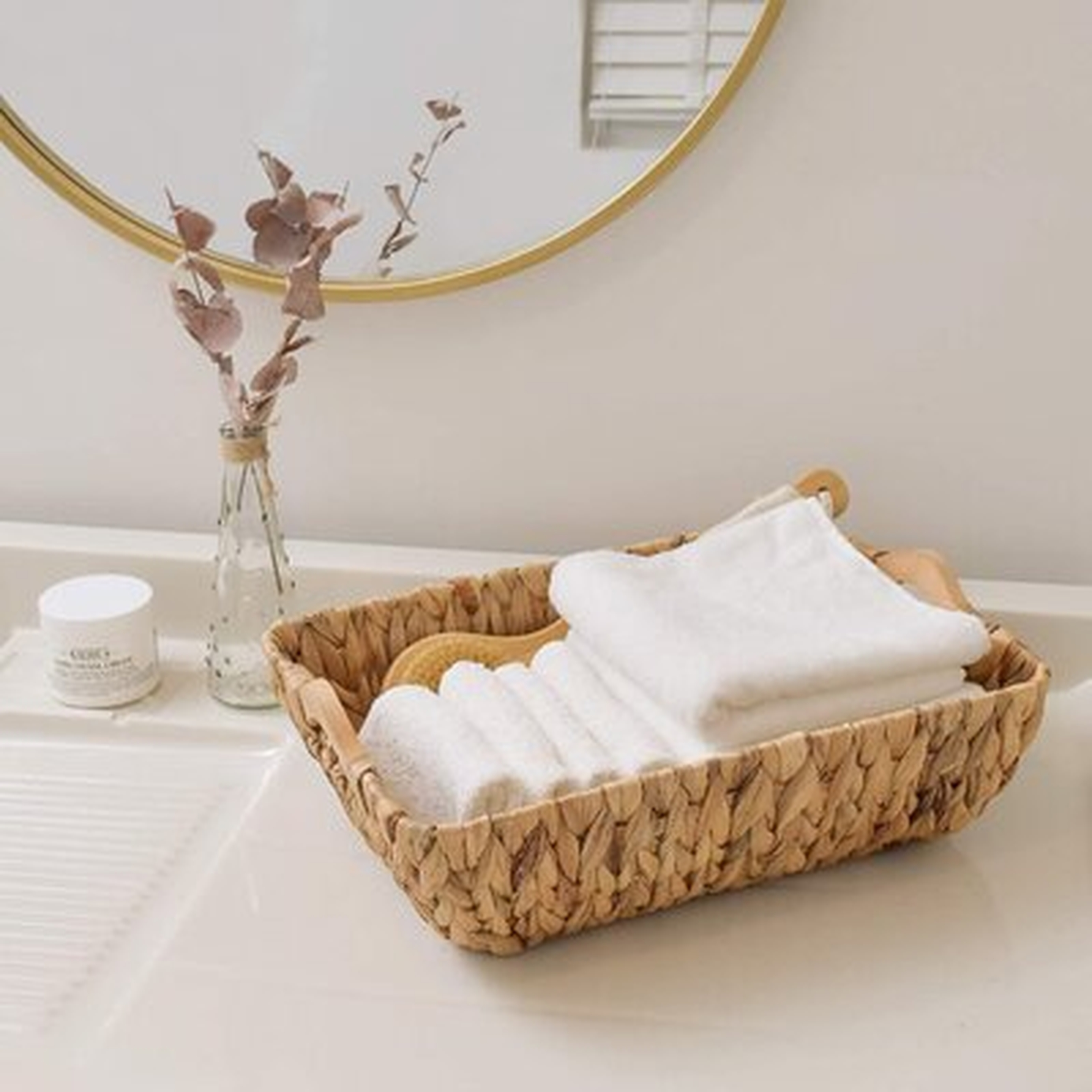 Large Hand-Woven Storage Basket With Wooden Handle, Wicker Basket For Finishing, 2 Pieces - Wayfair