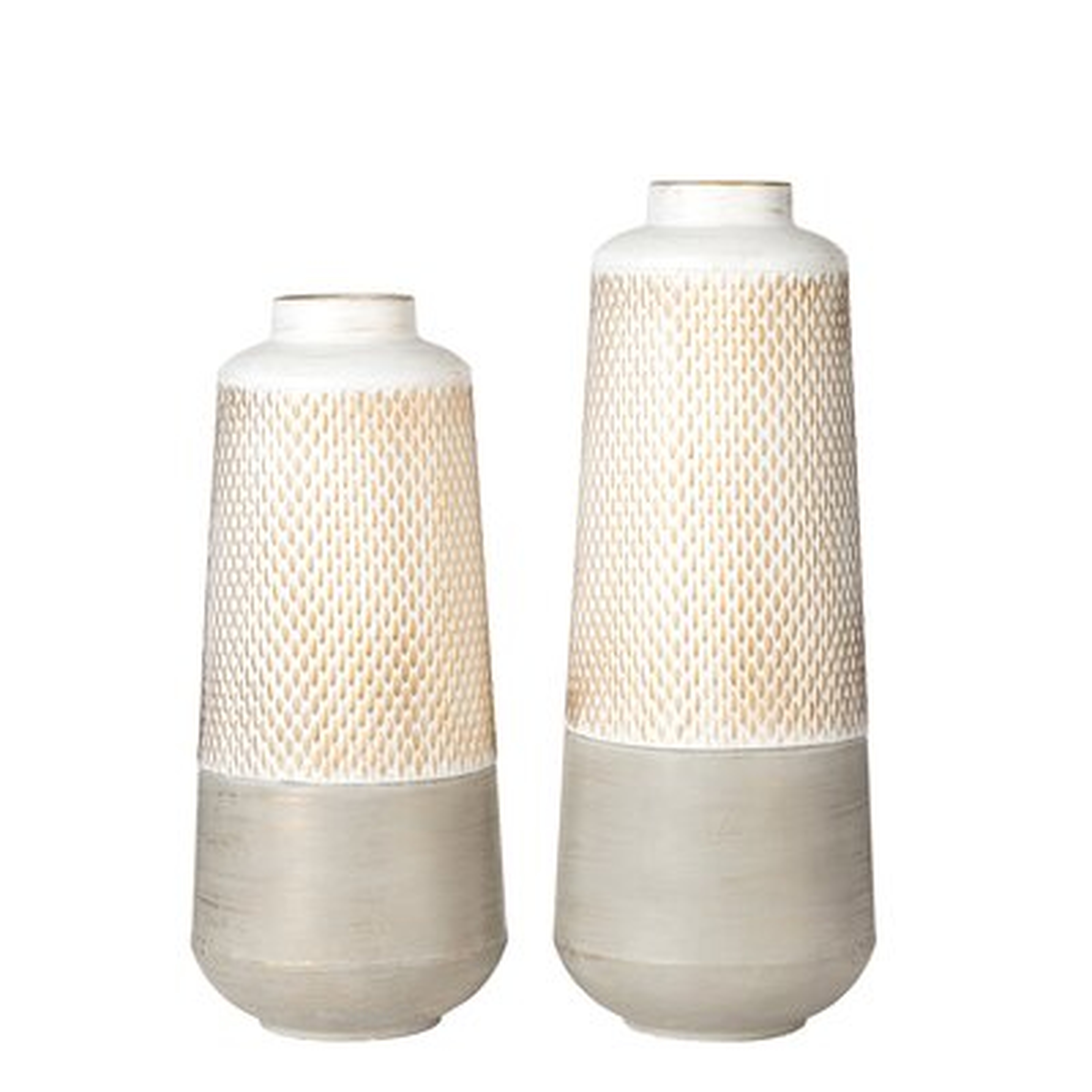Modern Industrial Textured Metal Floor Vases, Set of 2 - Wayfair