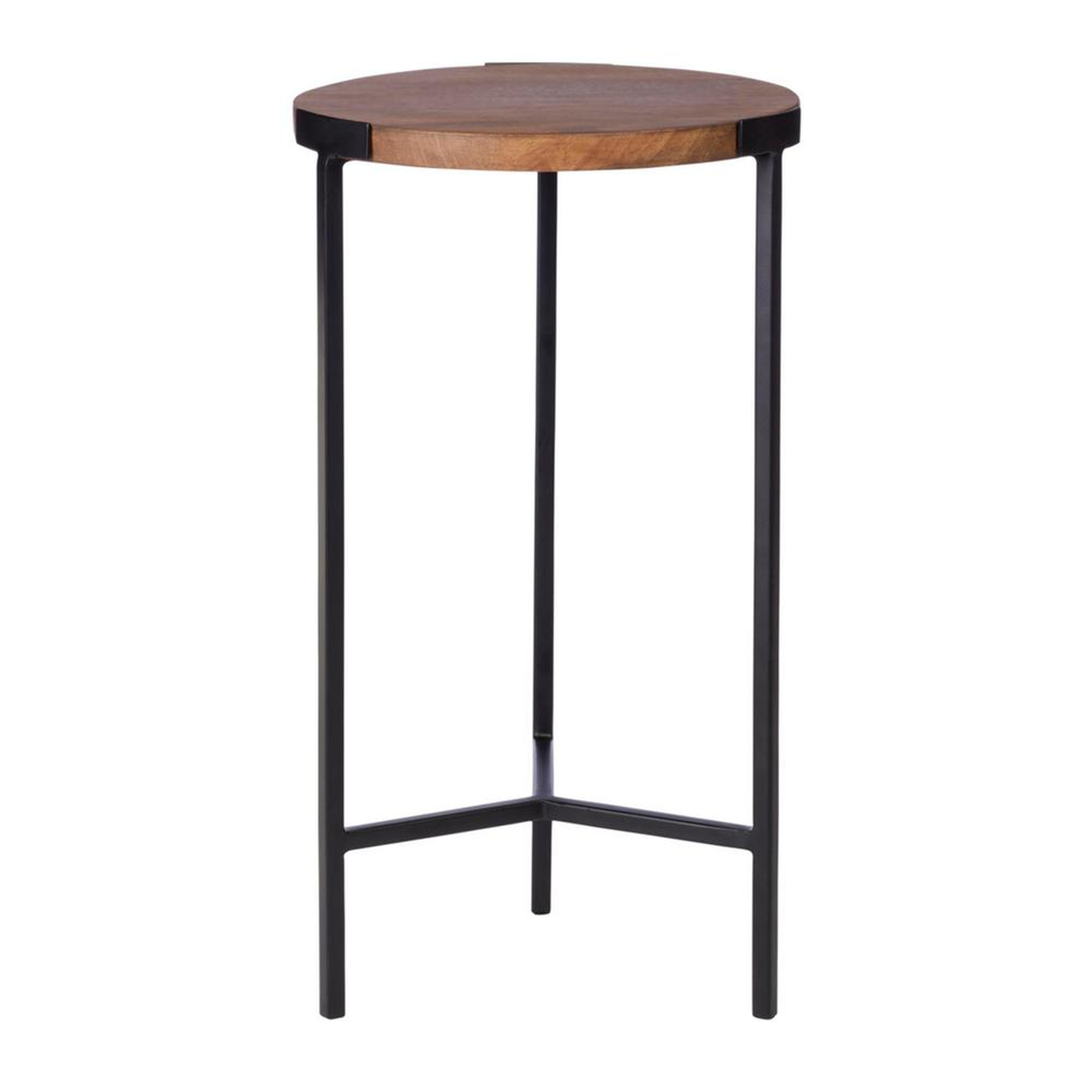 StyleWell Round Black Finish Metal End Table with Haze Finish Wood Top (12 in. W x 21.5 in. H), Haze/Black - Home Depot