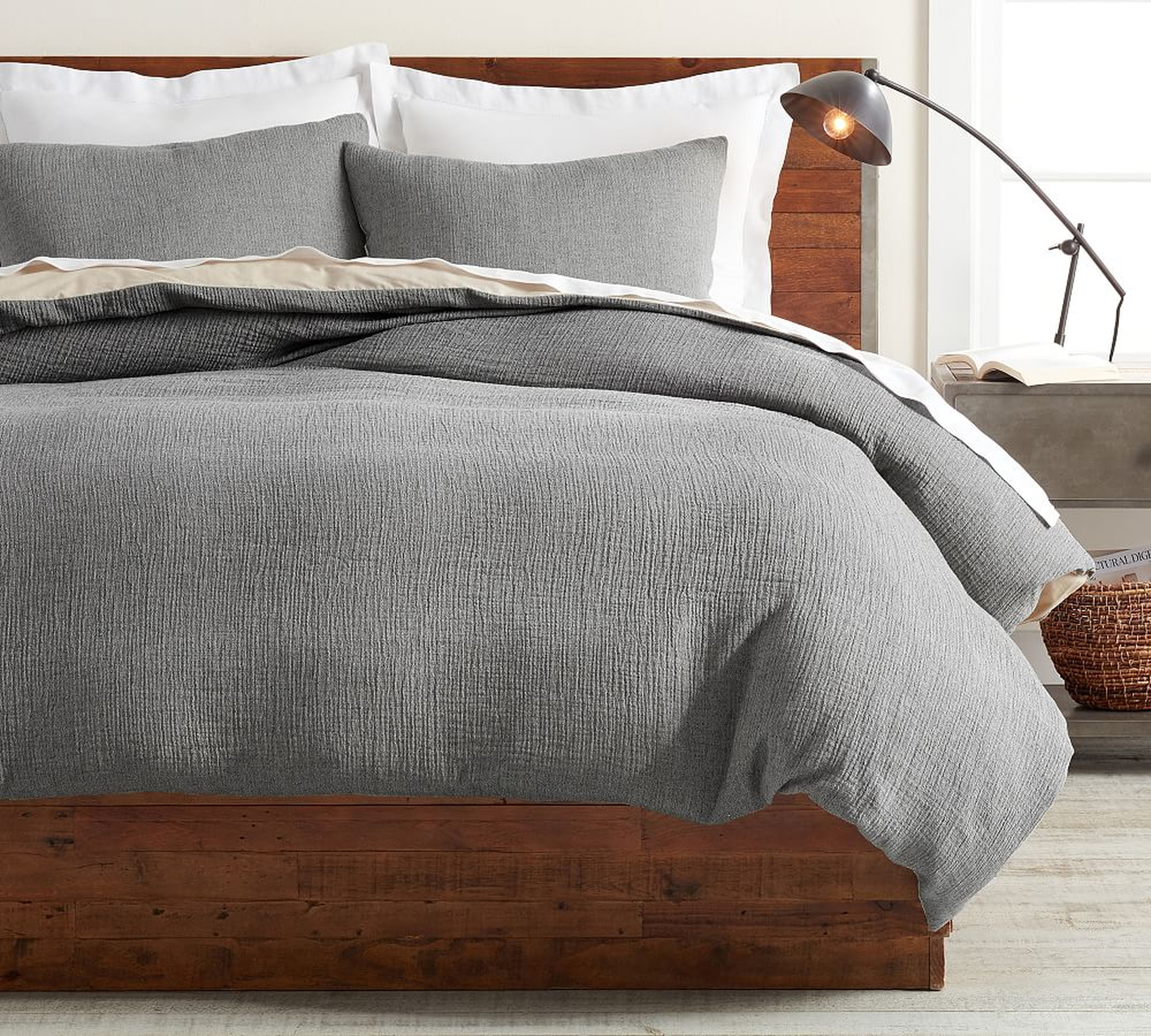 Charcoal Soft Cotton Duvet Cover, King/Cal. King - Pottery Barn