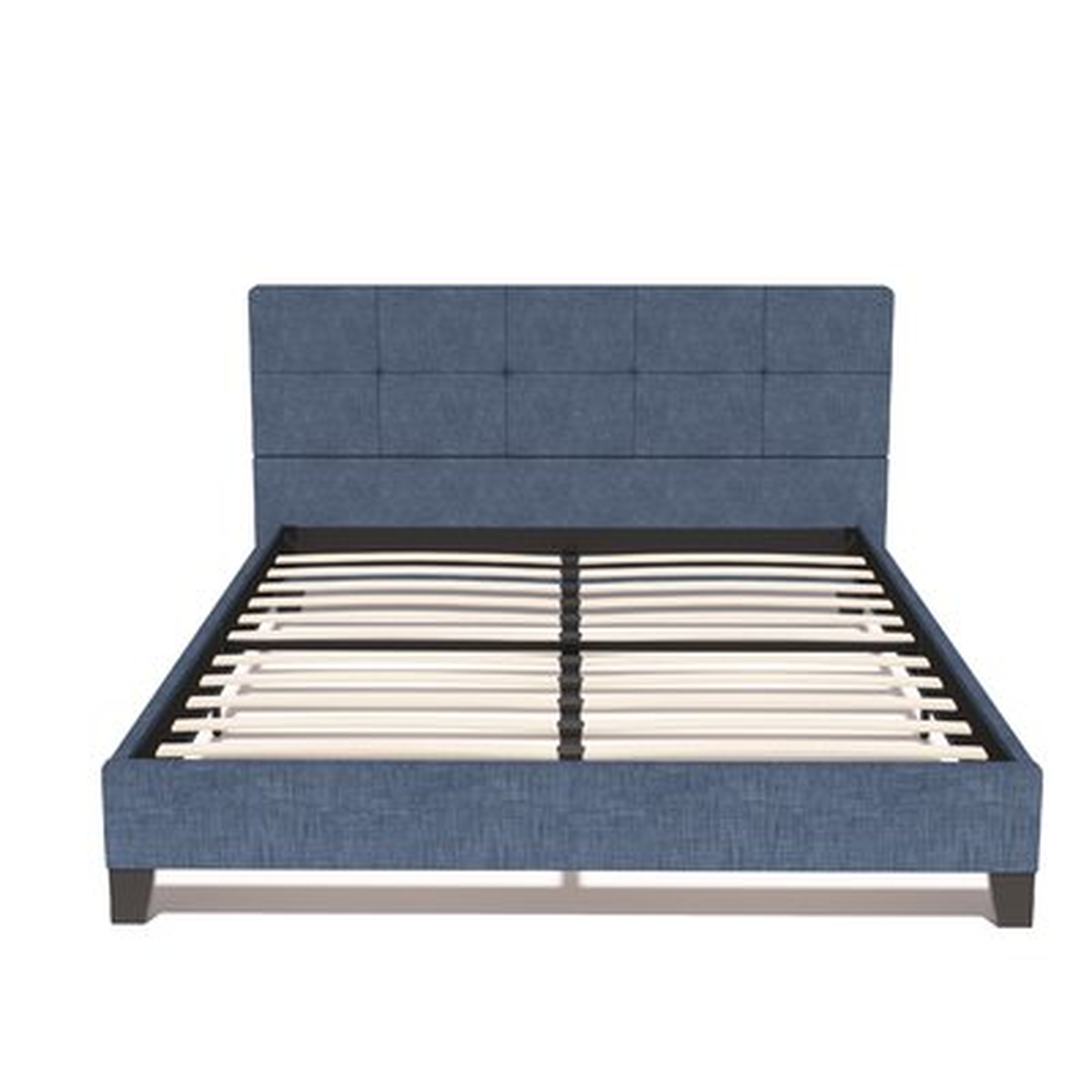 Caris Queen Size Low Profile Upholstered Platform Bed, Beige - Wayfair