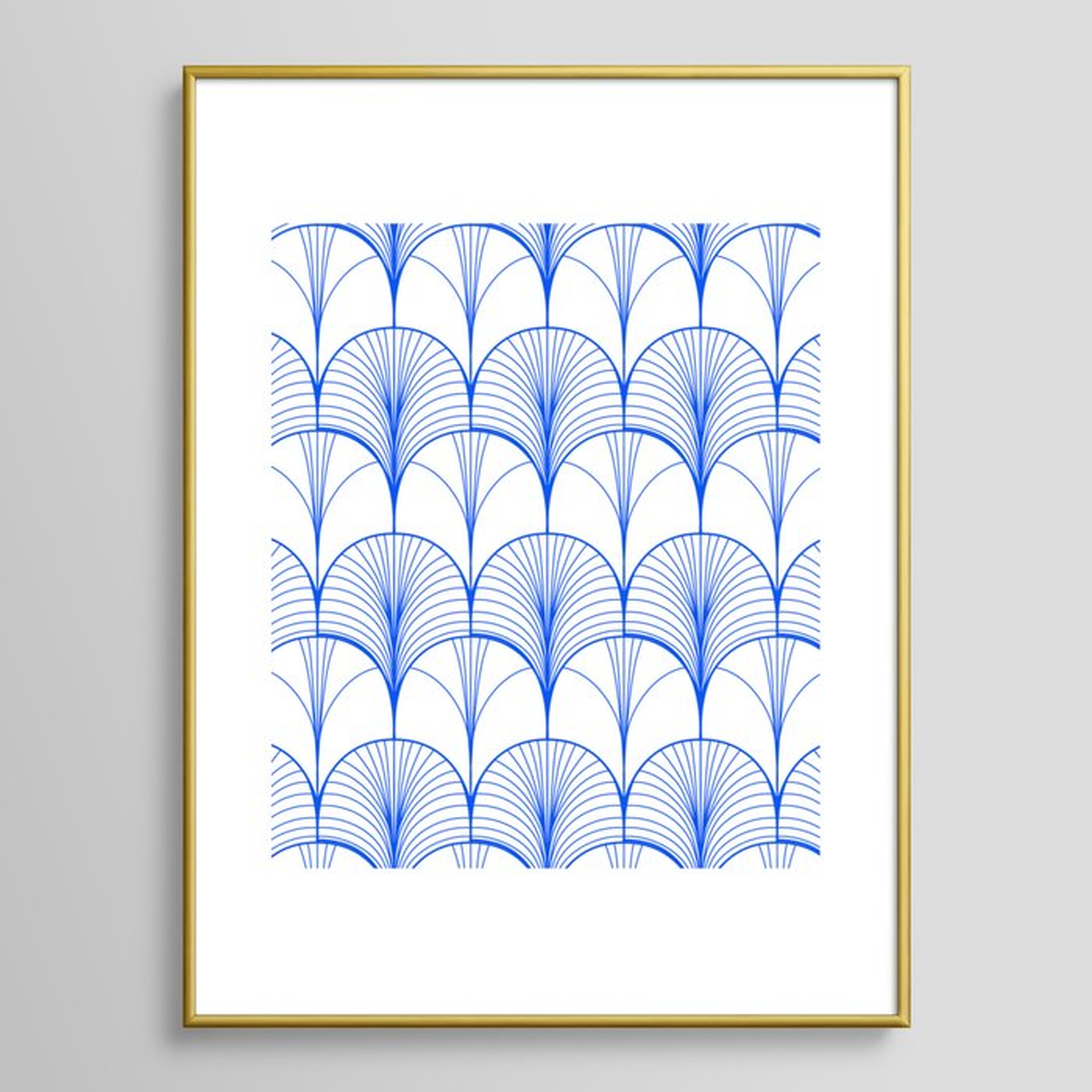 Art Deco Blue #pattern #illustration Framed Art Print by 83 Oranges - Gold Metal - Medium(Gallery) 18" x 24"-20x26 - Society6