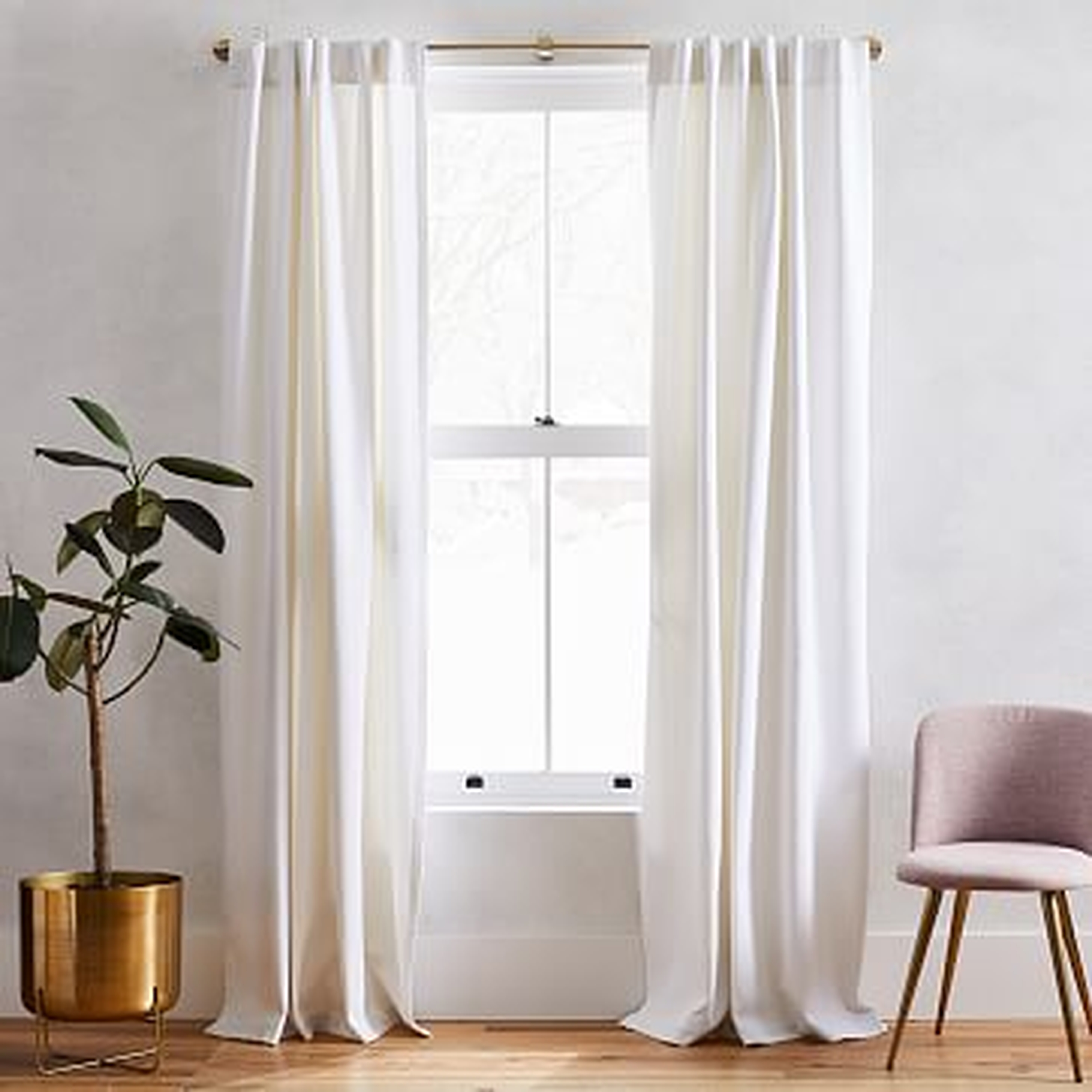 Washed Cotton Canvas Curtain, 48"x108", White, Set of 2 - West Elm