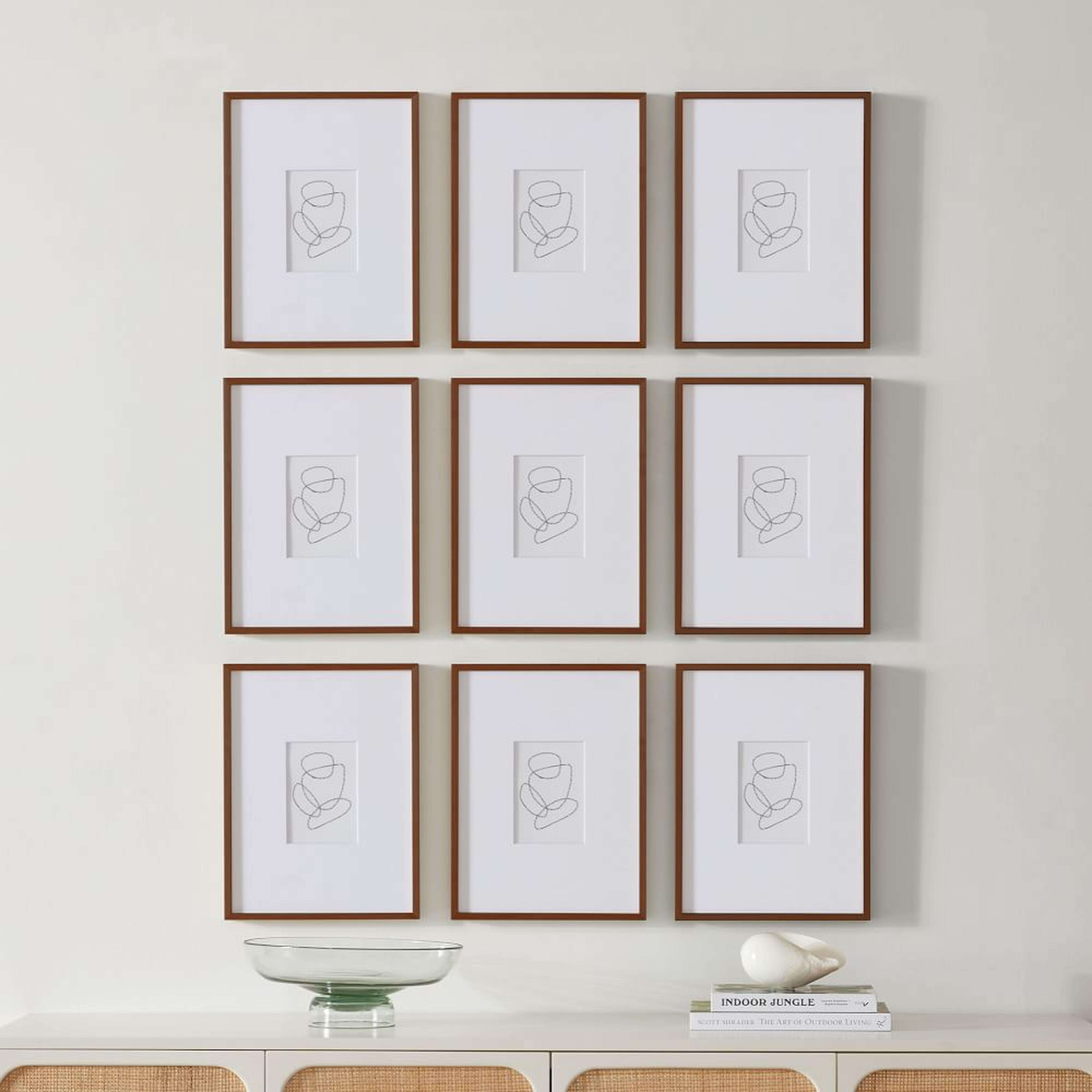 Multi-Mat Wood Gallery Frame, Walnut, 12x16, Set of 9 - West Elm
