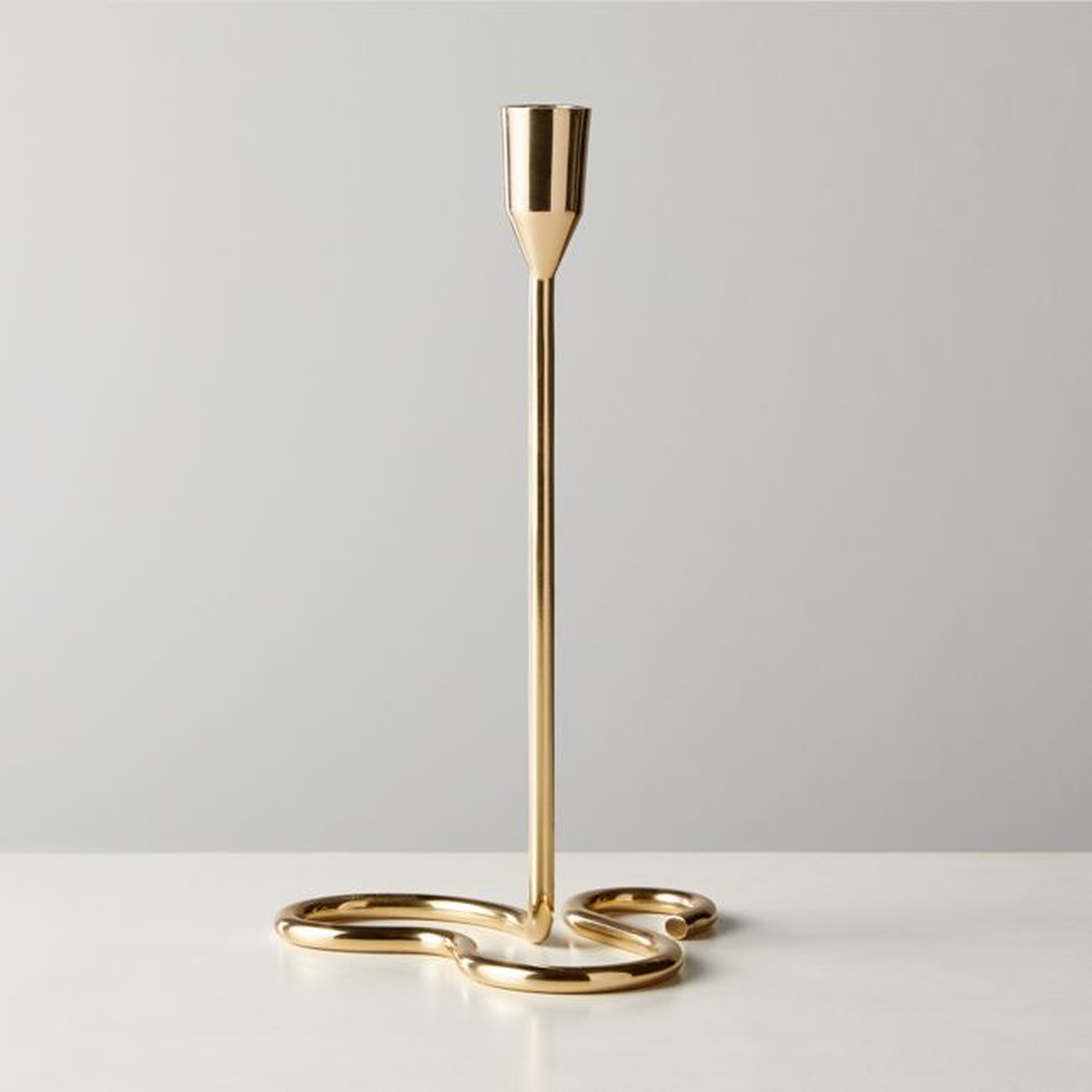 Motion Brass Taper Candle Holder Large - CB2