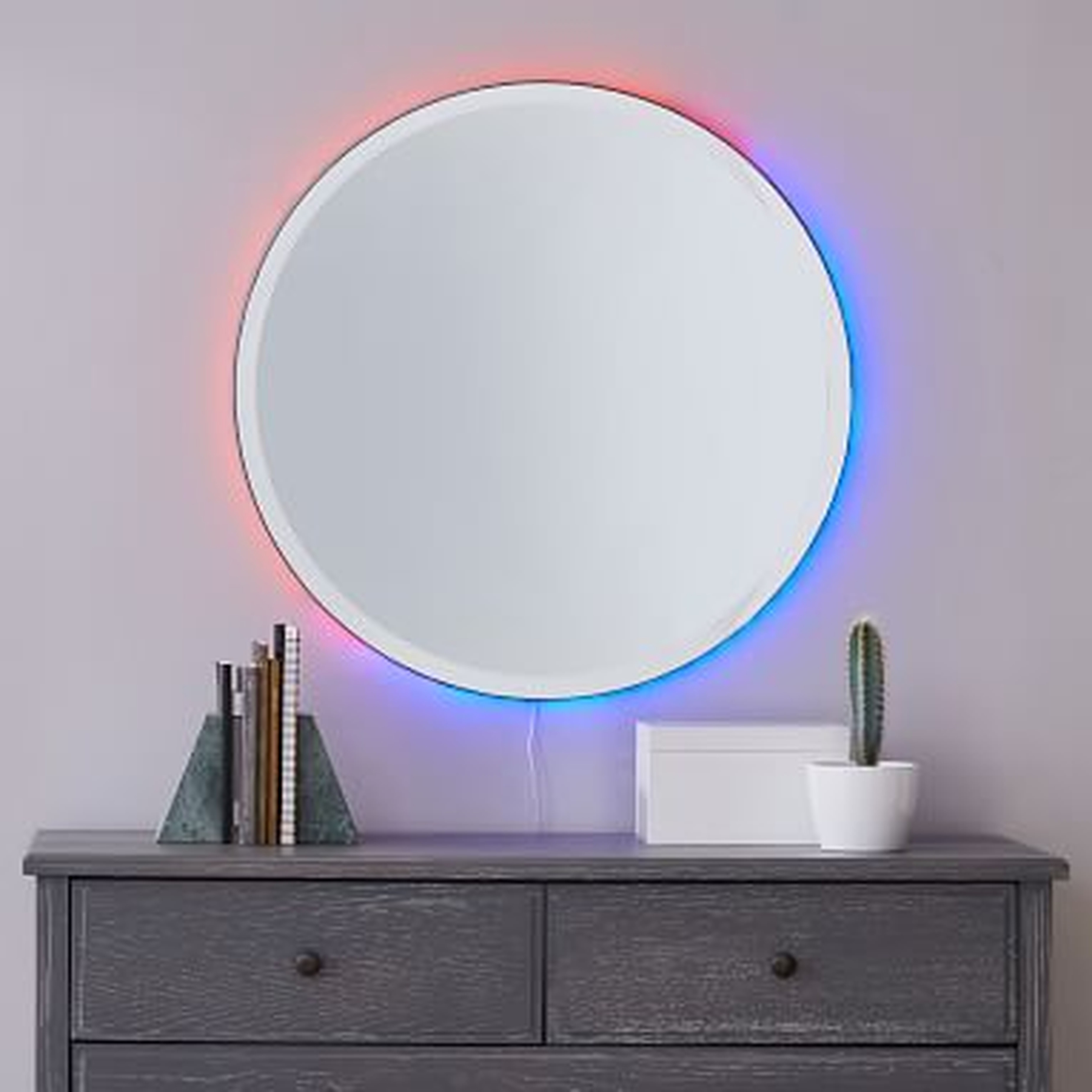 Ombre Ambient Backlit LED Mirror, Round - Pottery Barn Teen